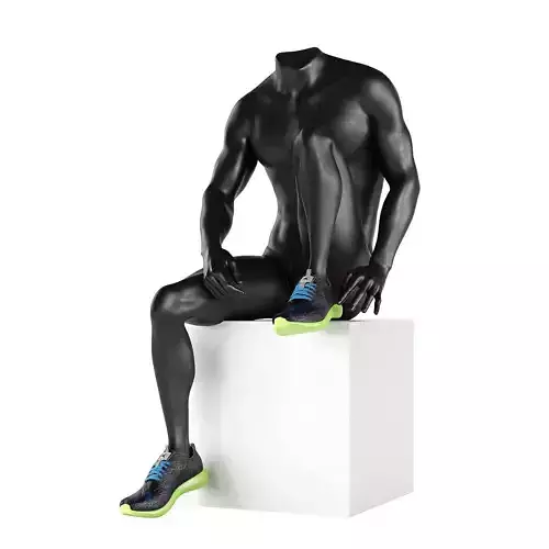 Athletic Headless Male Sitting Mannequin 3D model