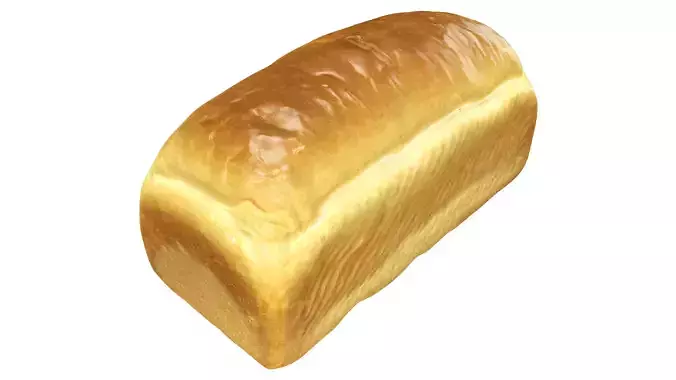 Loaf of white bread rectangle Low-poly 3D model