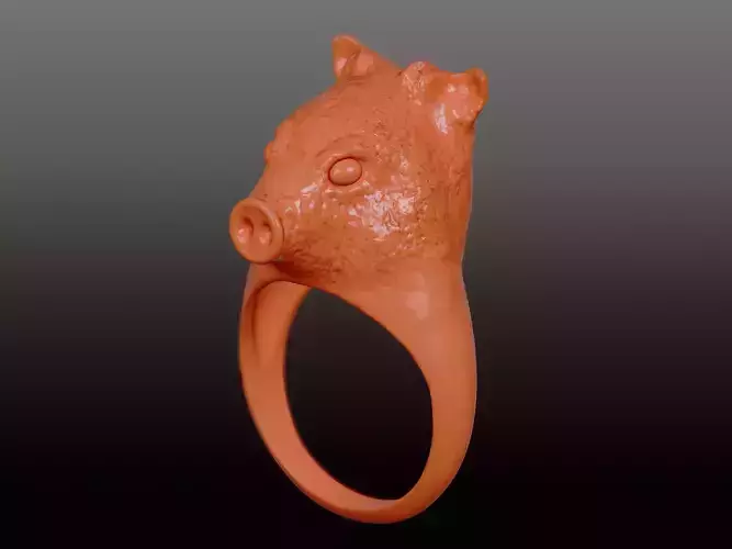 Pig head designer ring