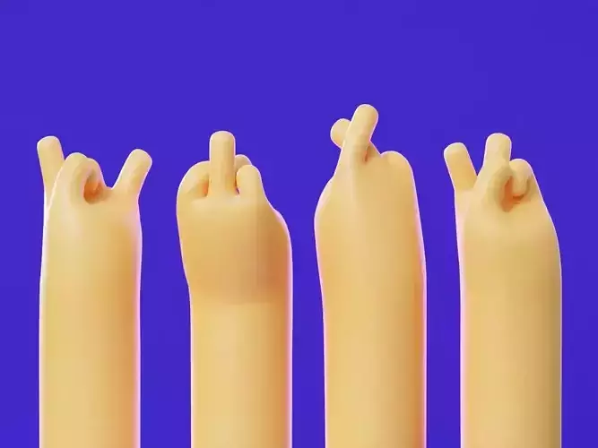 Cartoon Hands Rigged 9 Poses  Illustration   Low-poly 3D model