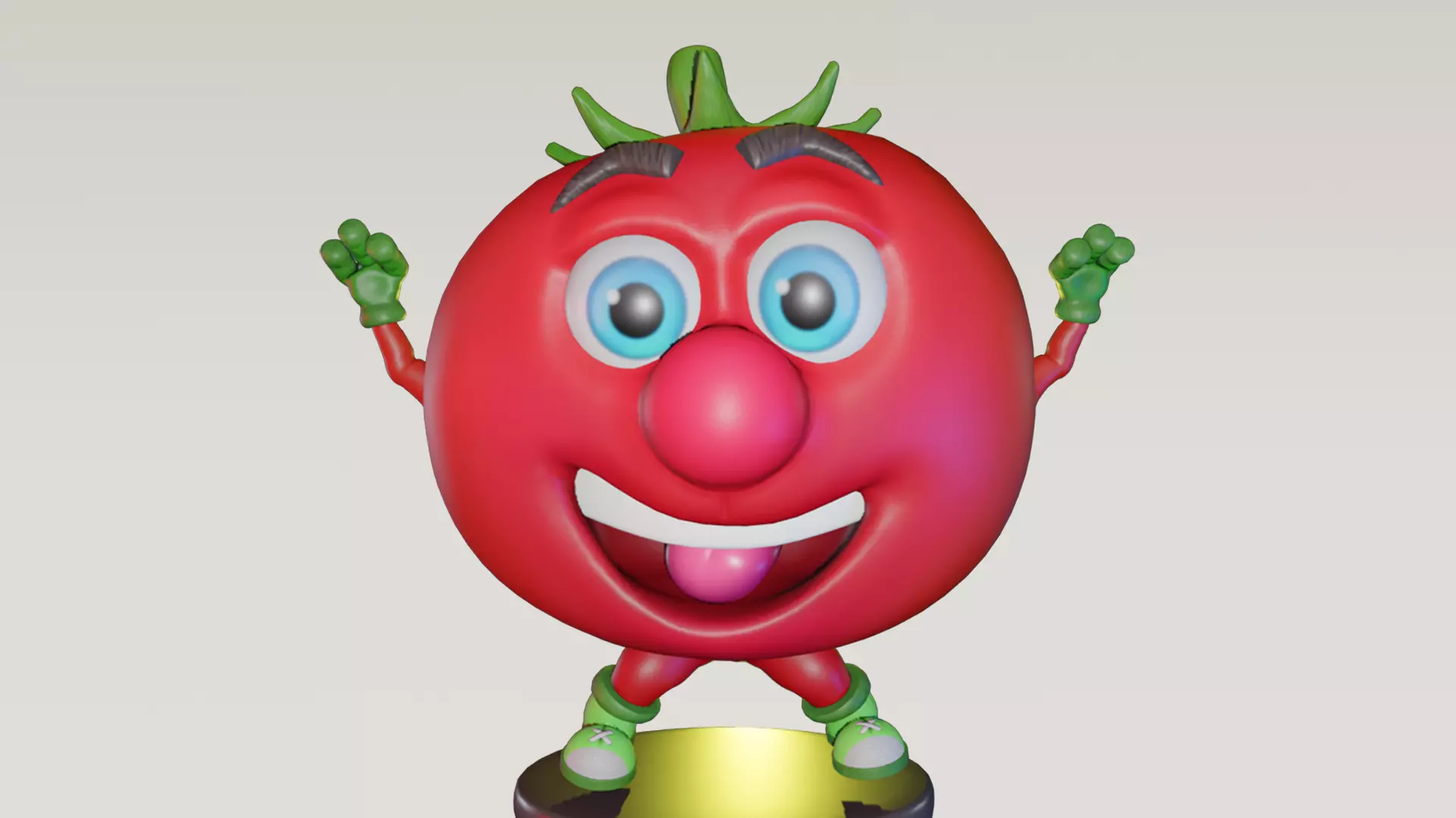 Cartoon Tomato Character with Rigged Model Low-poly 3D model_0
