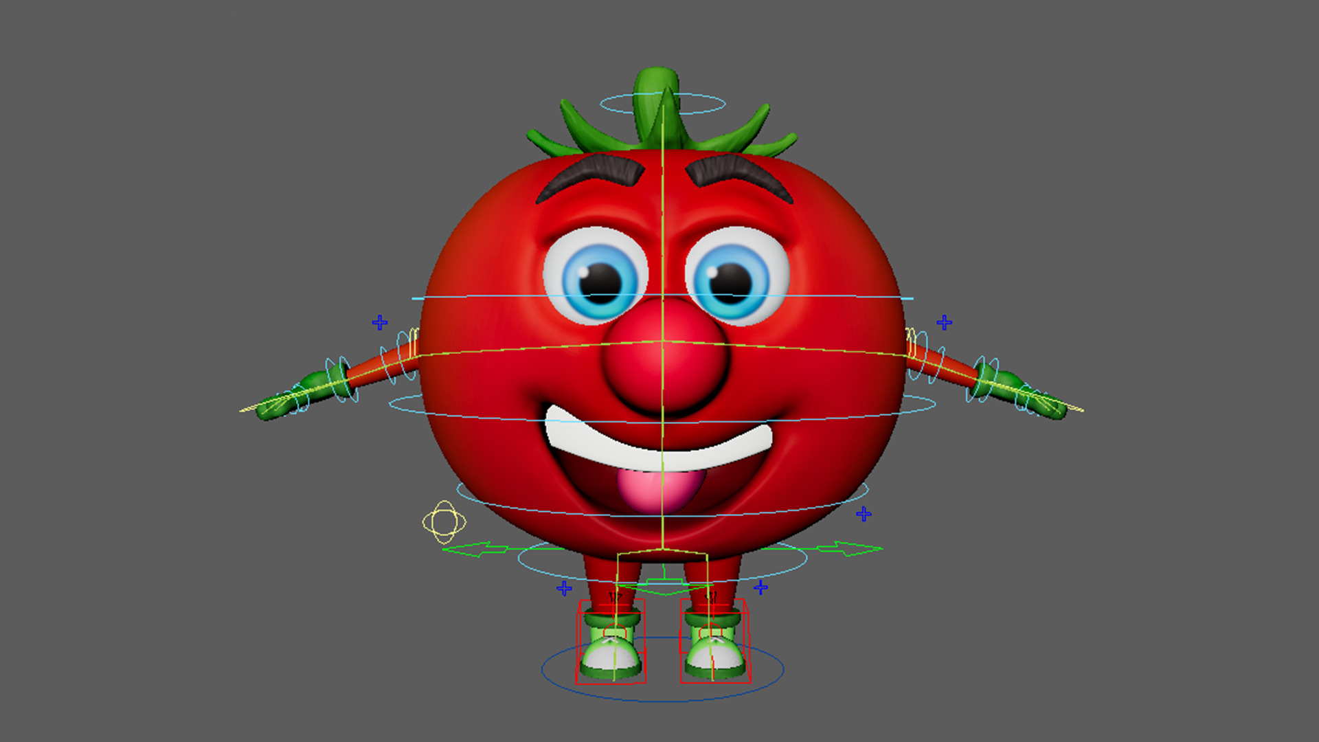 Cartoon Tomato Character with Rigged Model Low-poly 3D model_14