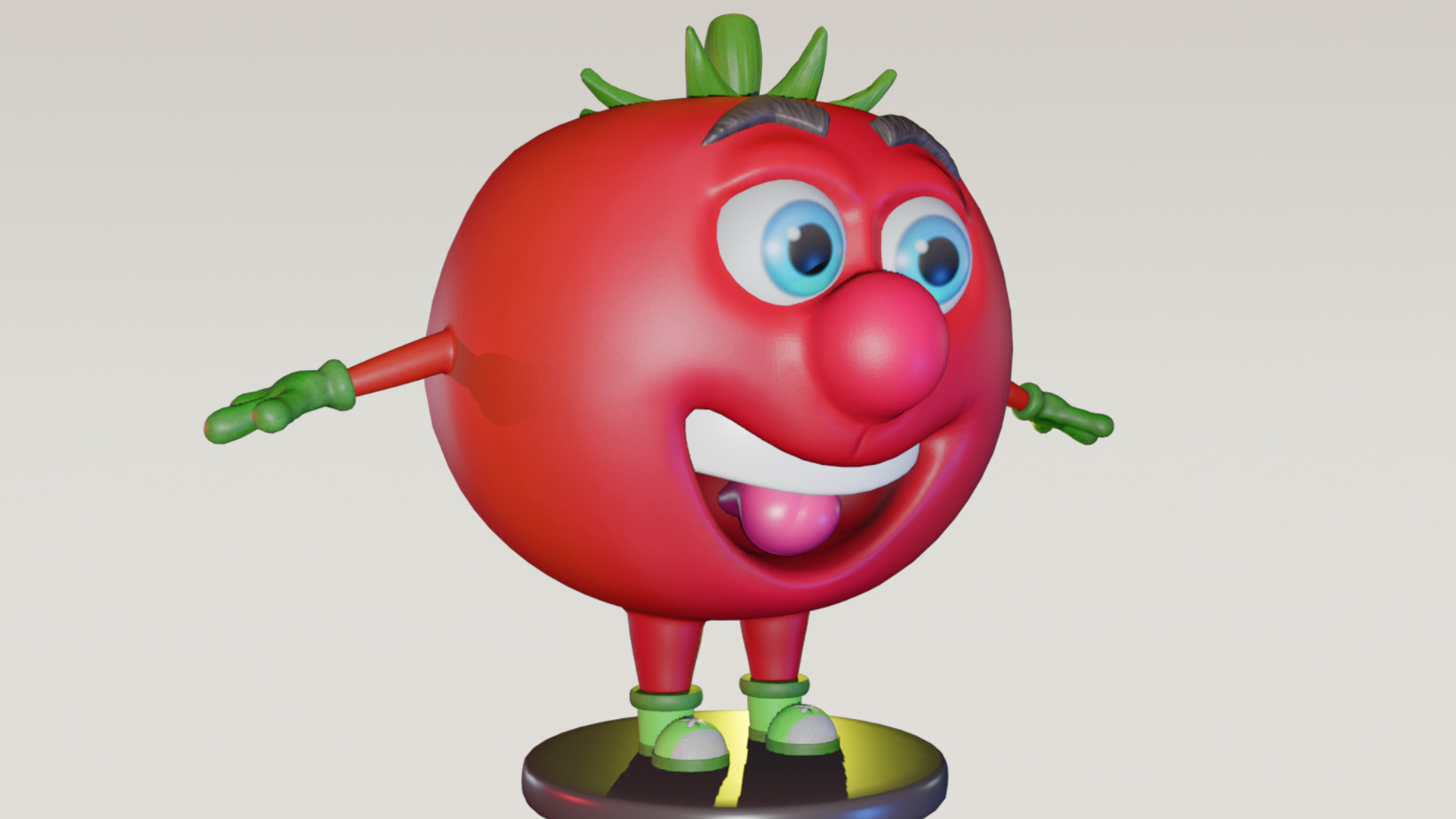 Cartoon Tomato Character with Rigged Model Low-poly 3D model_5
