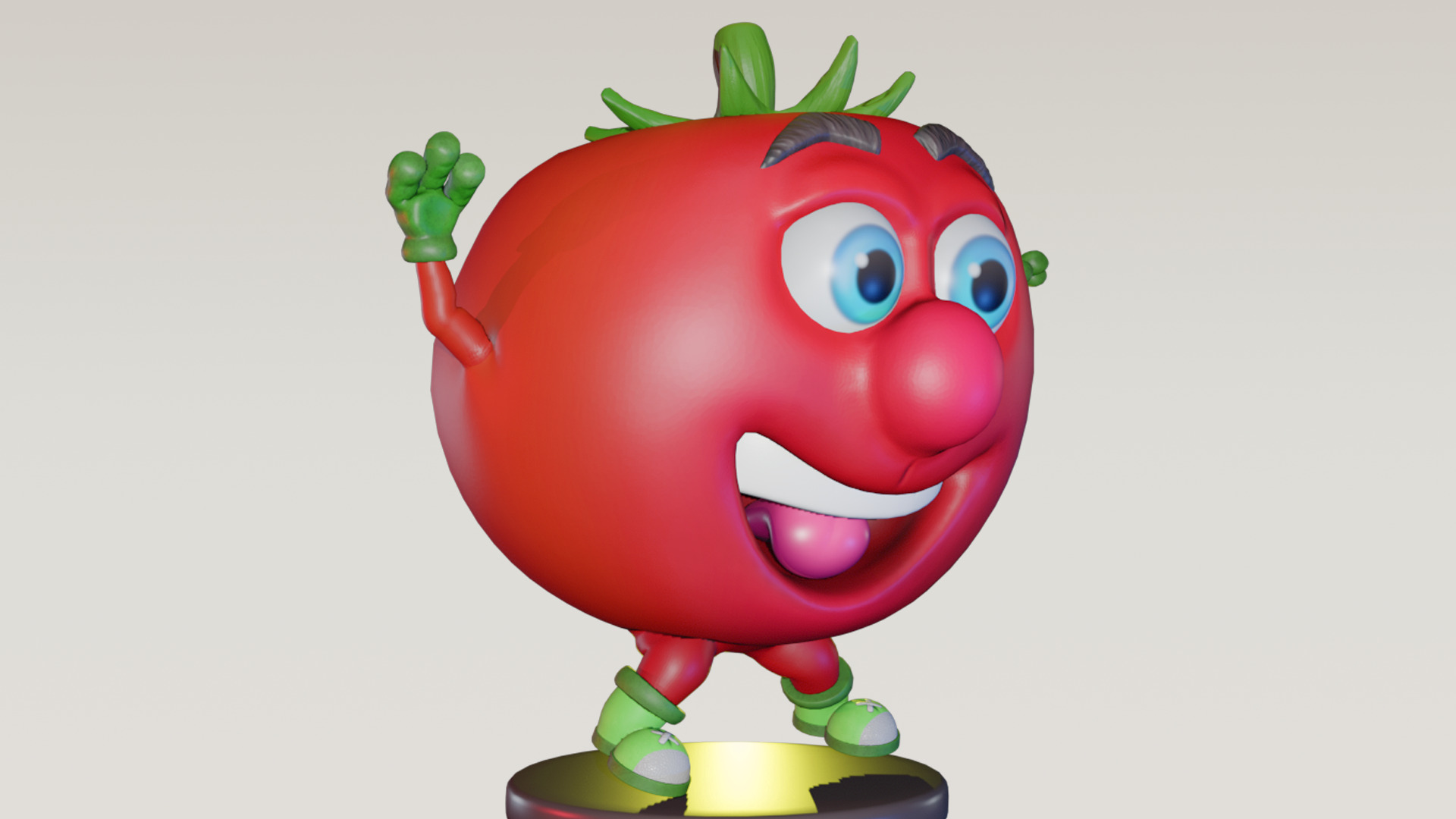 Cartoon Tomato Character with Rigged Model Low-poly 3D model_2