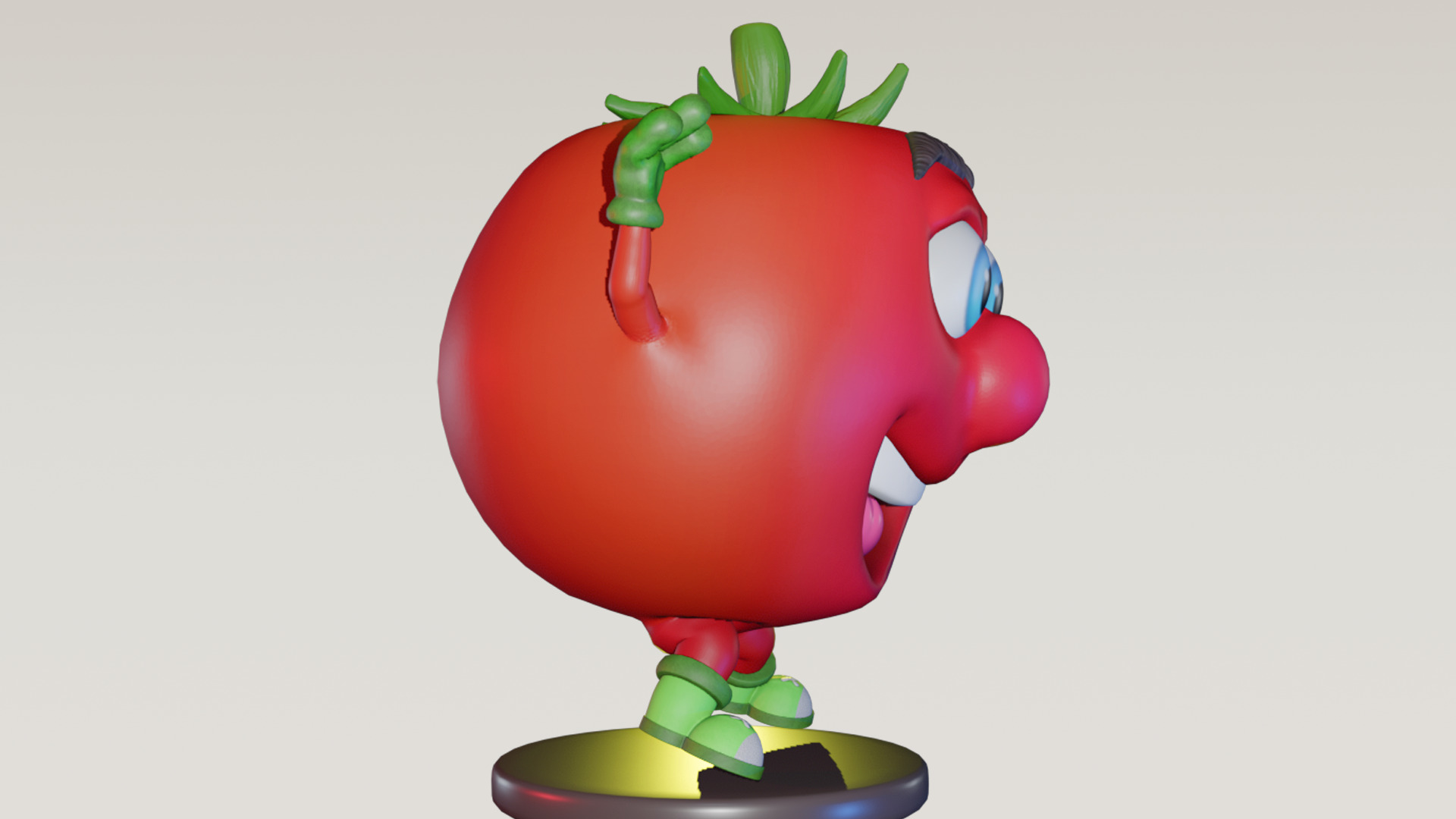 Cartoon Tomato Character with Rigged Model Low-poly 3D model_3