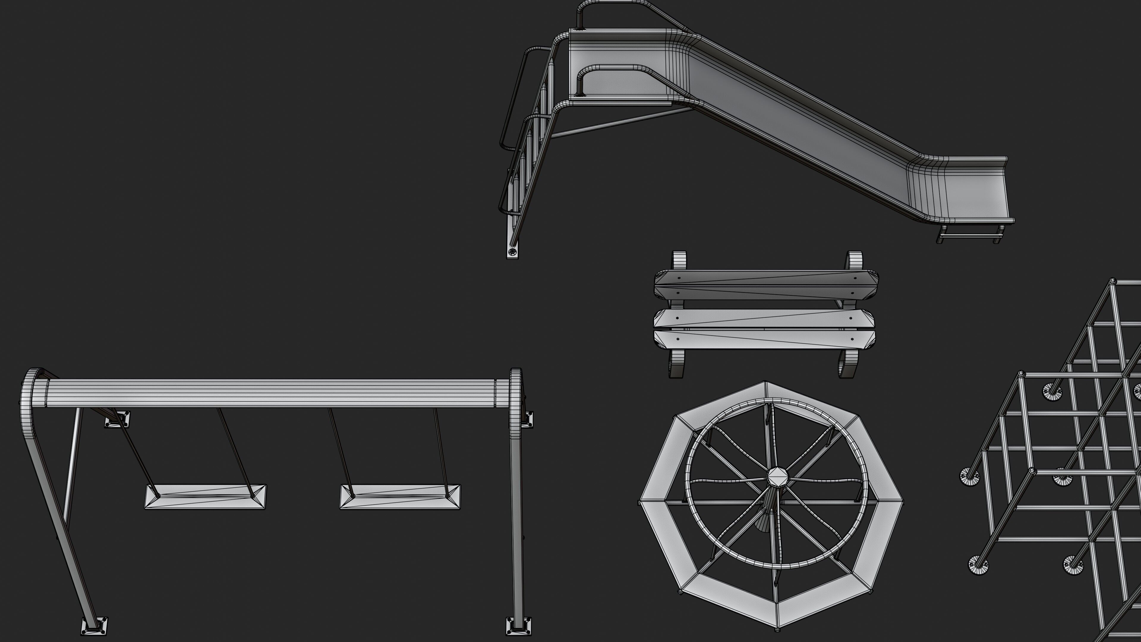 Abandoned Playground Scene Low-poly 3D model_22