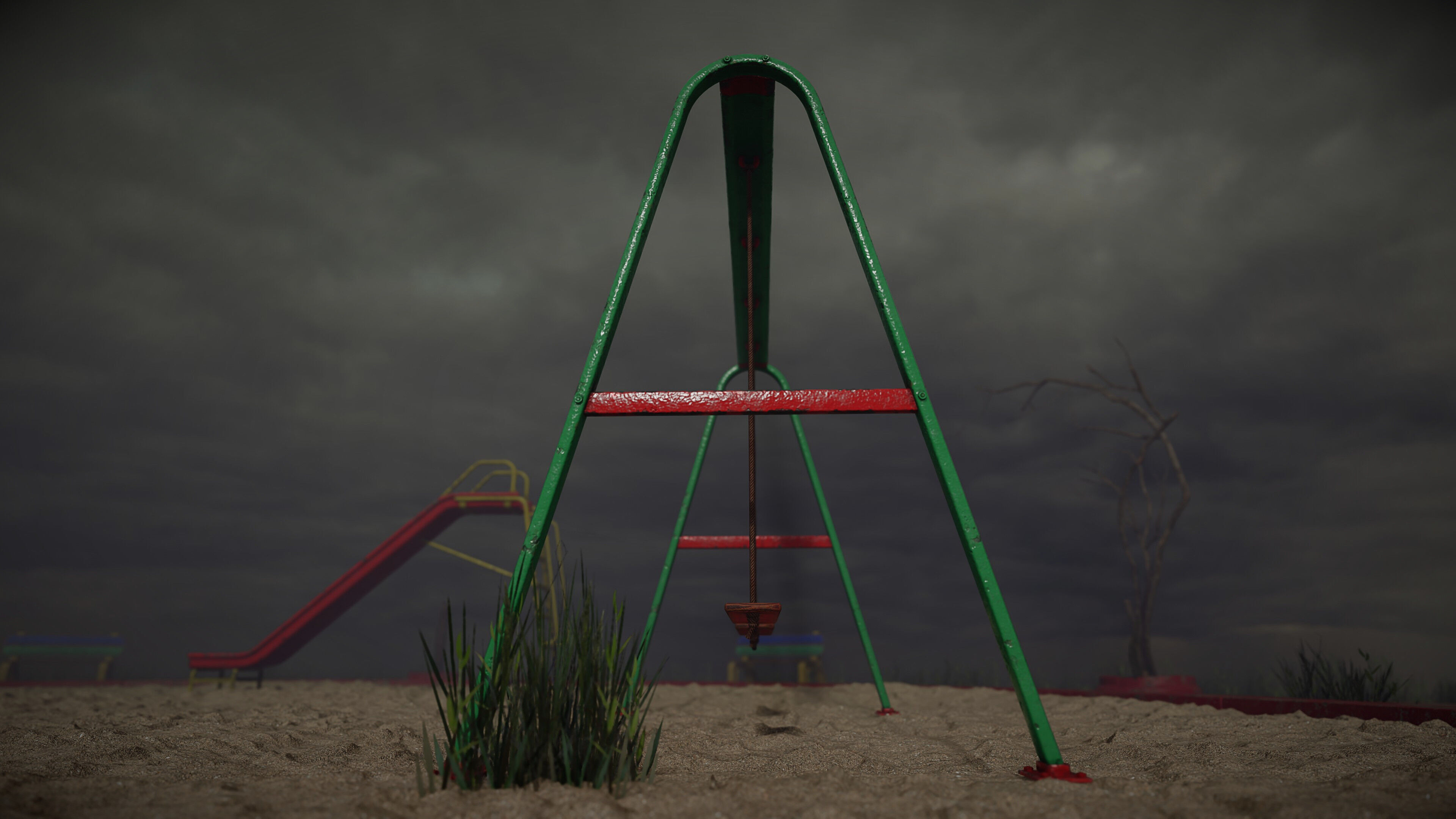Abandoned Playground Scene Low-poly 3D model_15