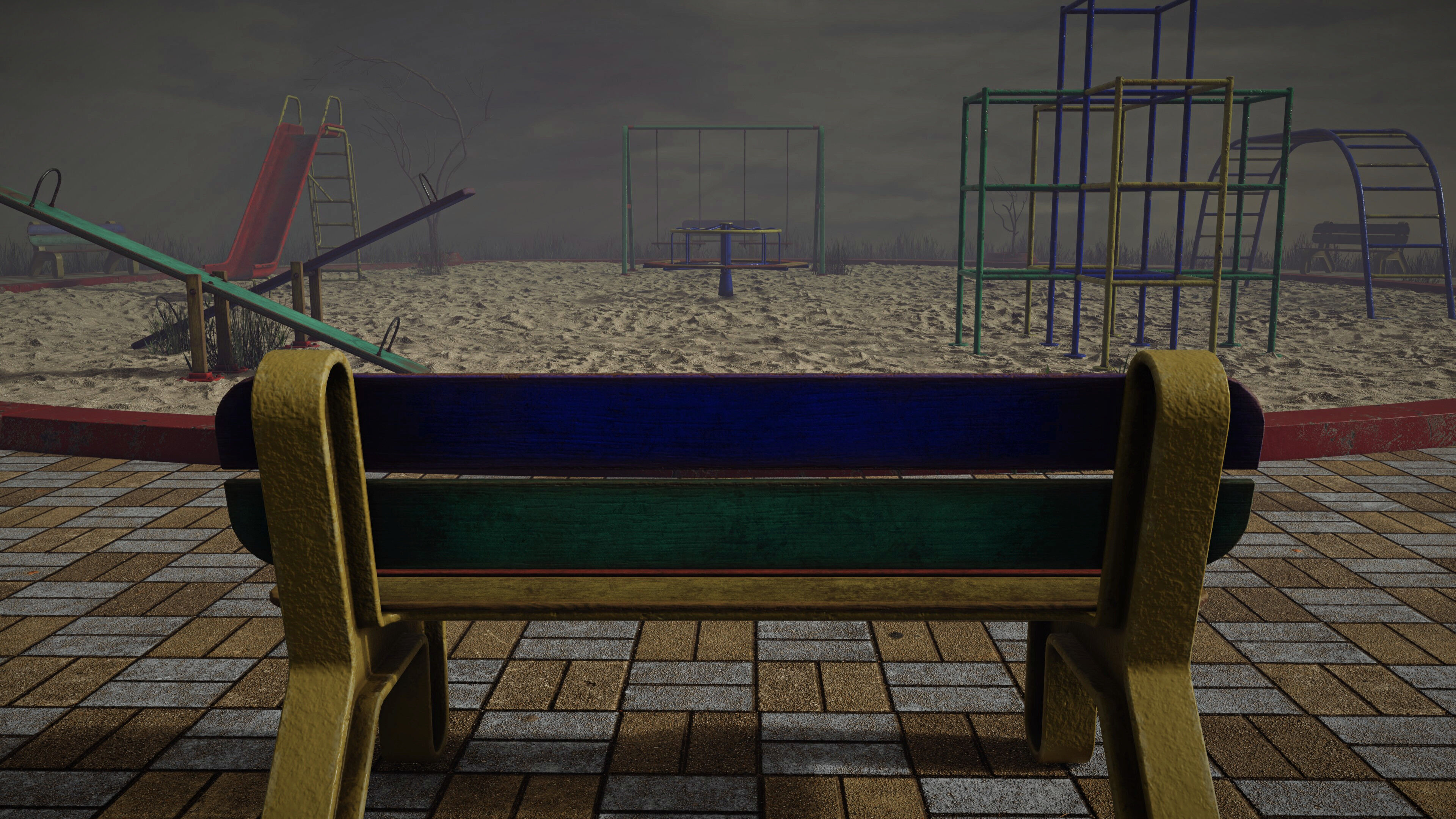 Abandoned Playground Scene Low-poly 3D model_12