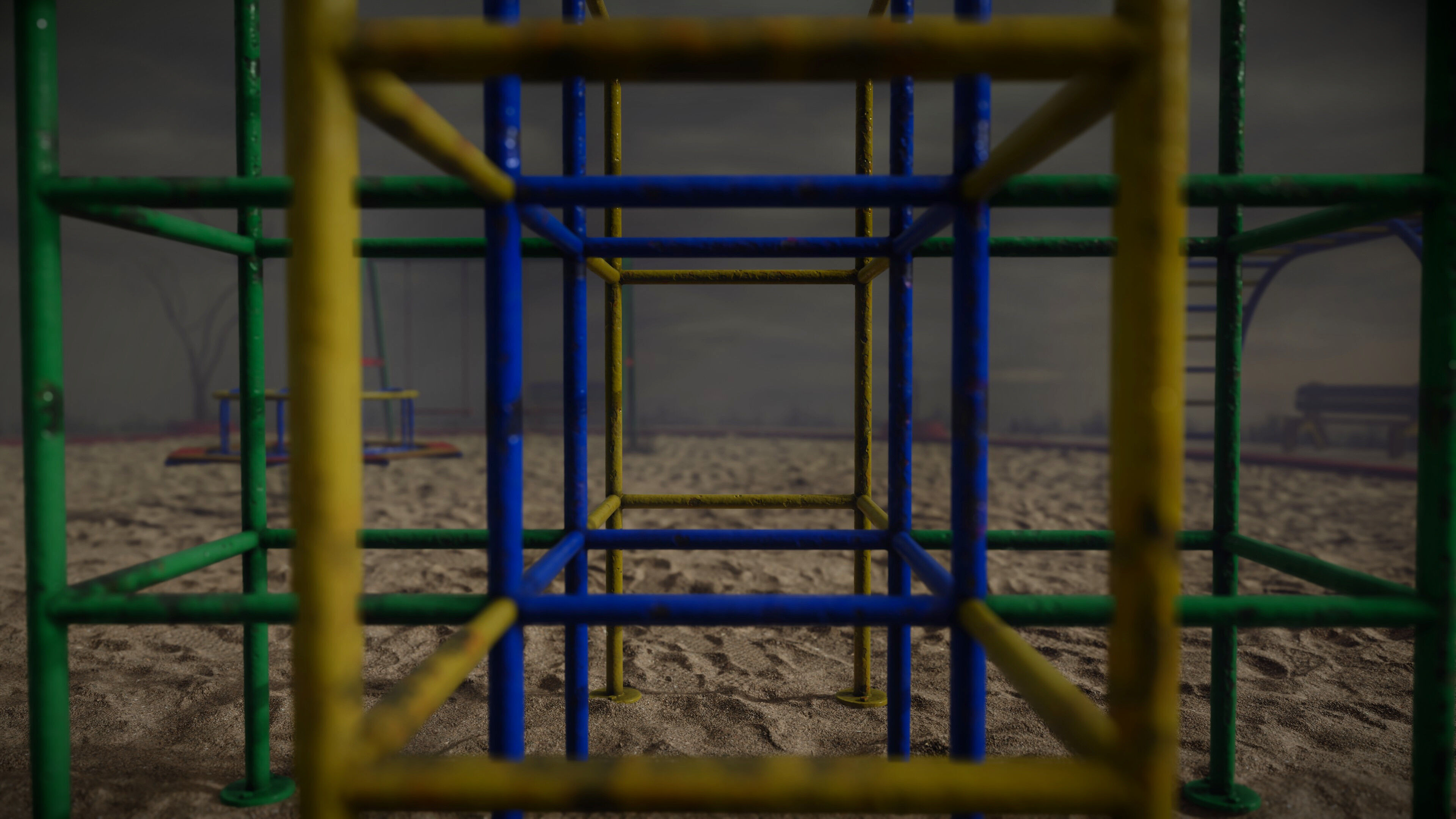 Abandoned Playground Scene Low-poly 3D model_10