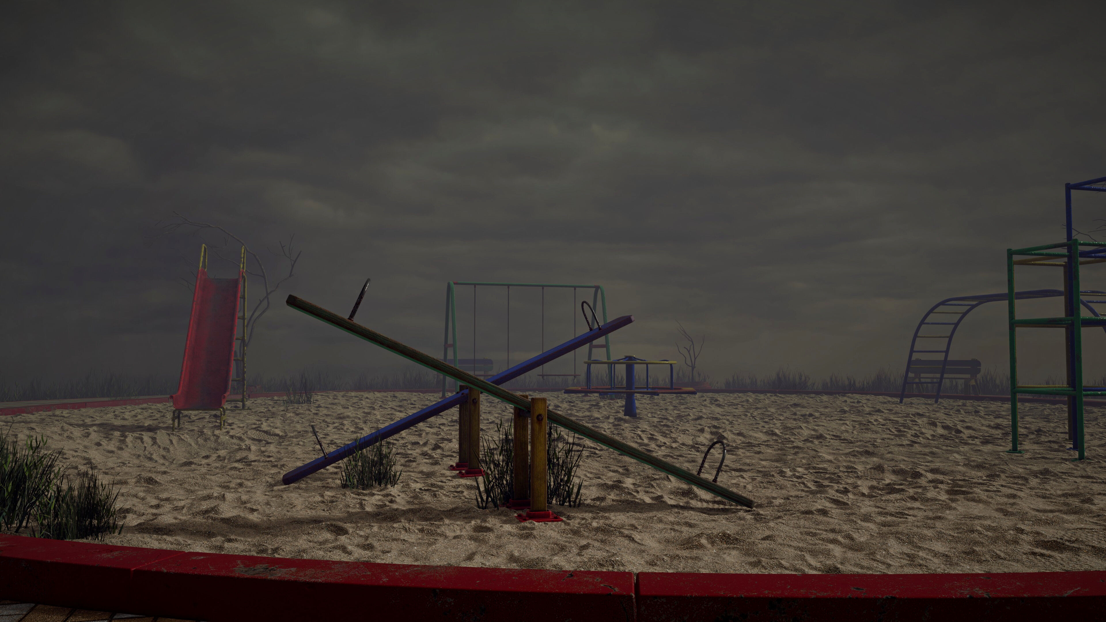 Abandoned Playground Scene Low-poly 3D model_13