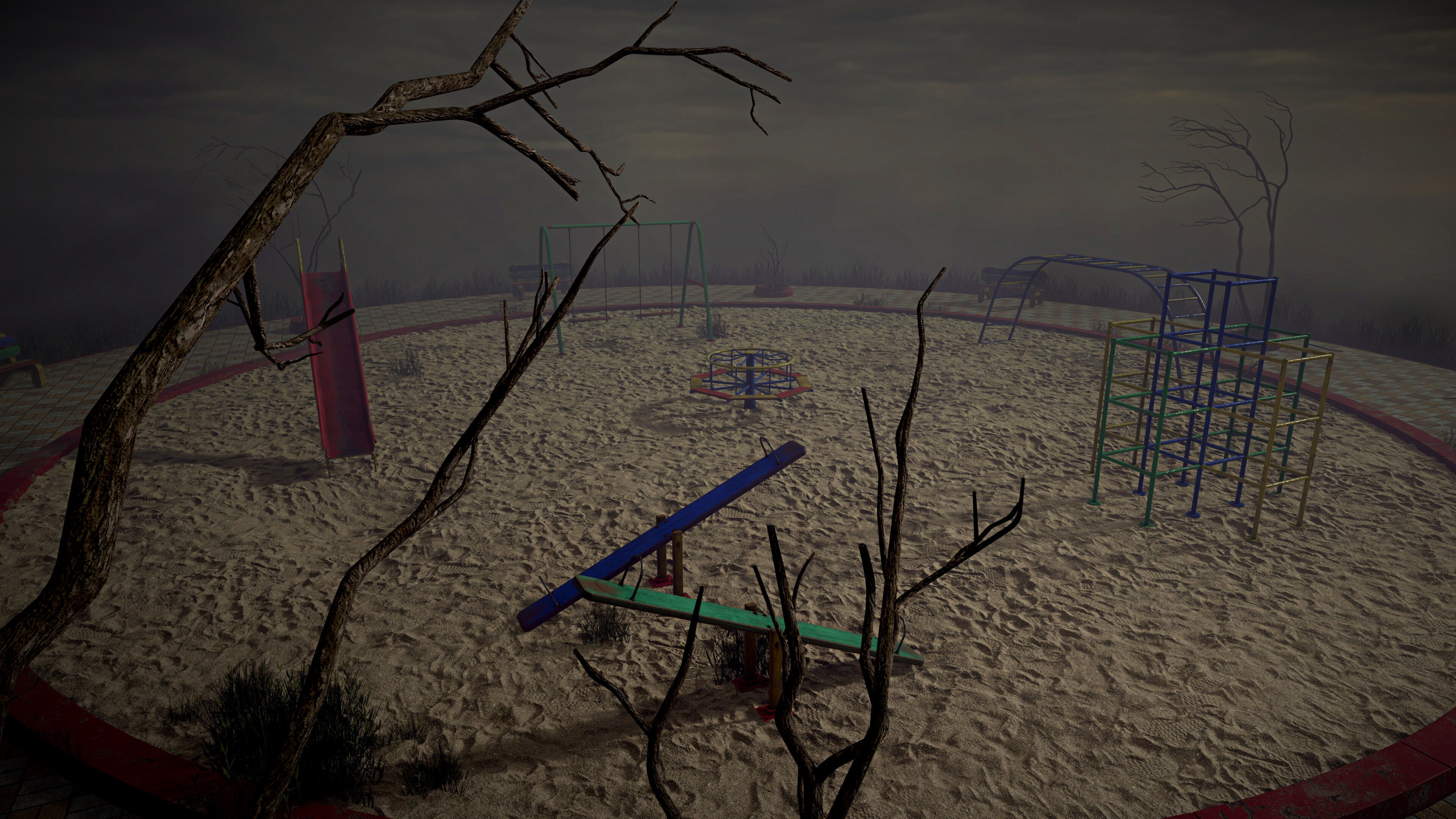 Abandoned Playground Scene Low-poly 3D model_3