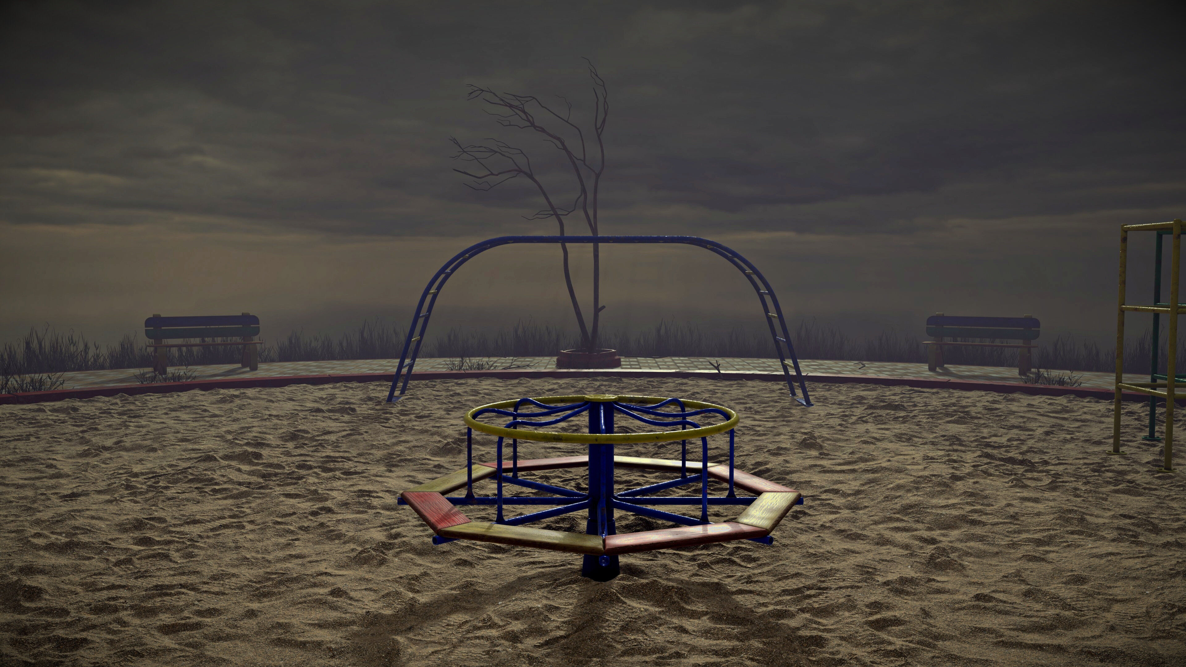 Abandoned Playground Scene Low-poly 3D model_14