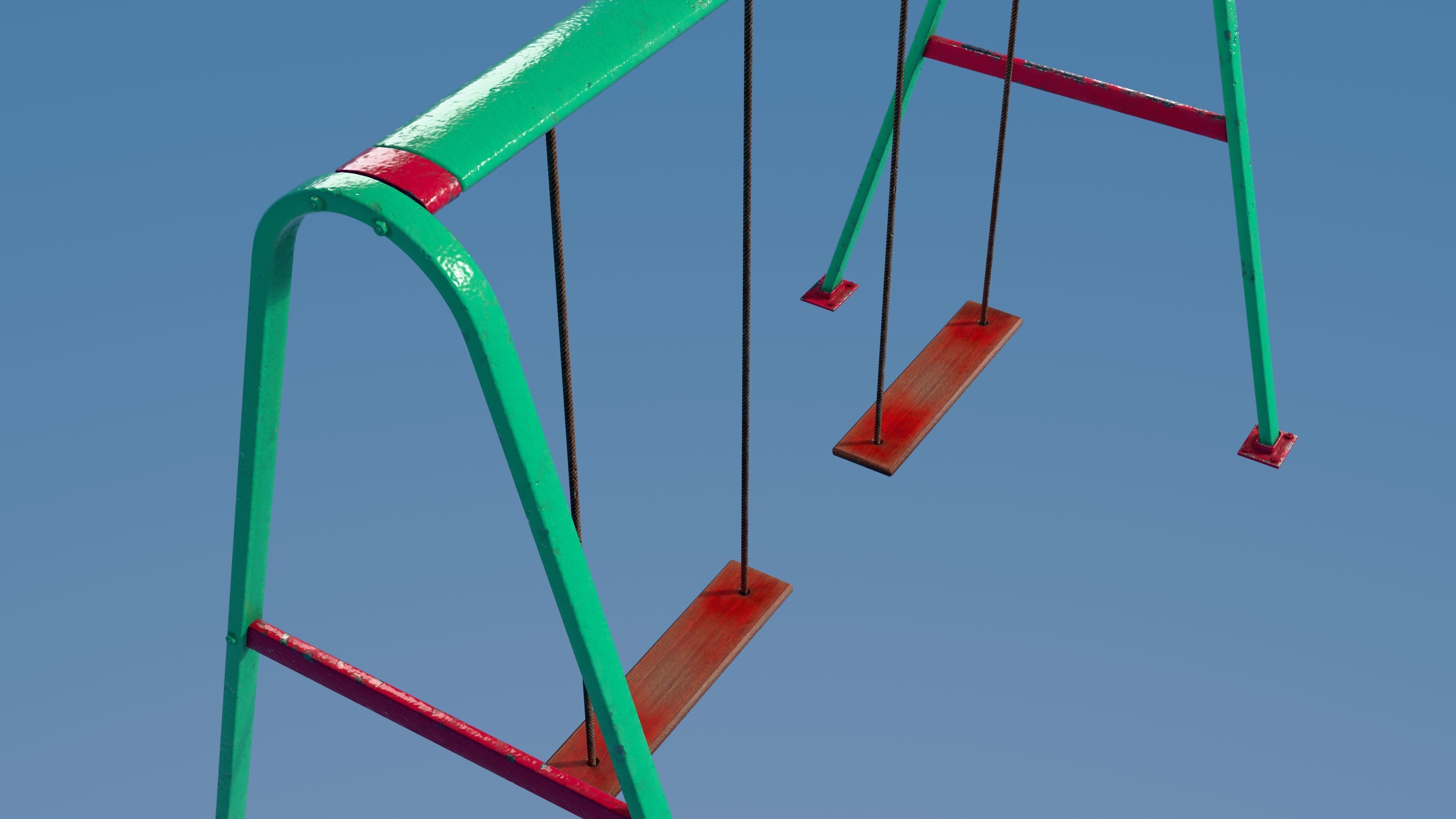 Abandoned Playground Scene Low-poly 3D model_7