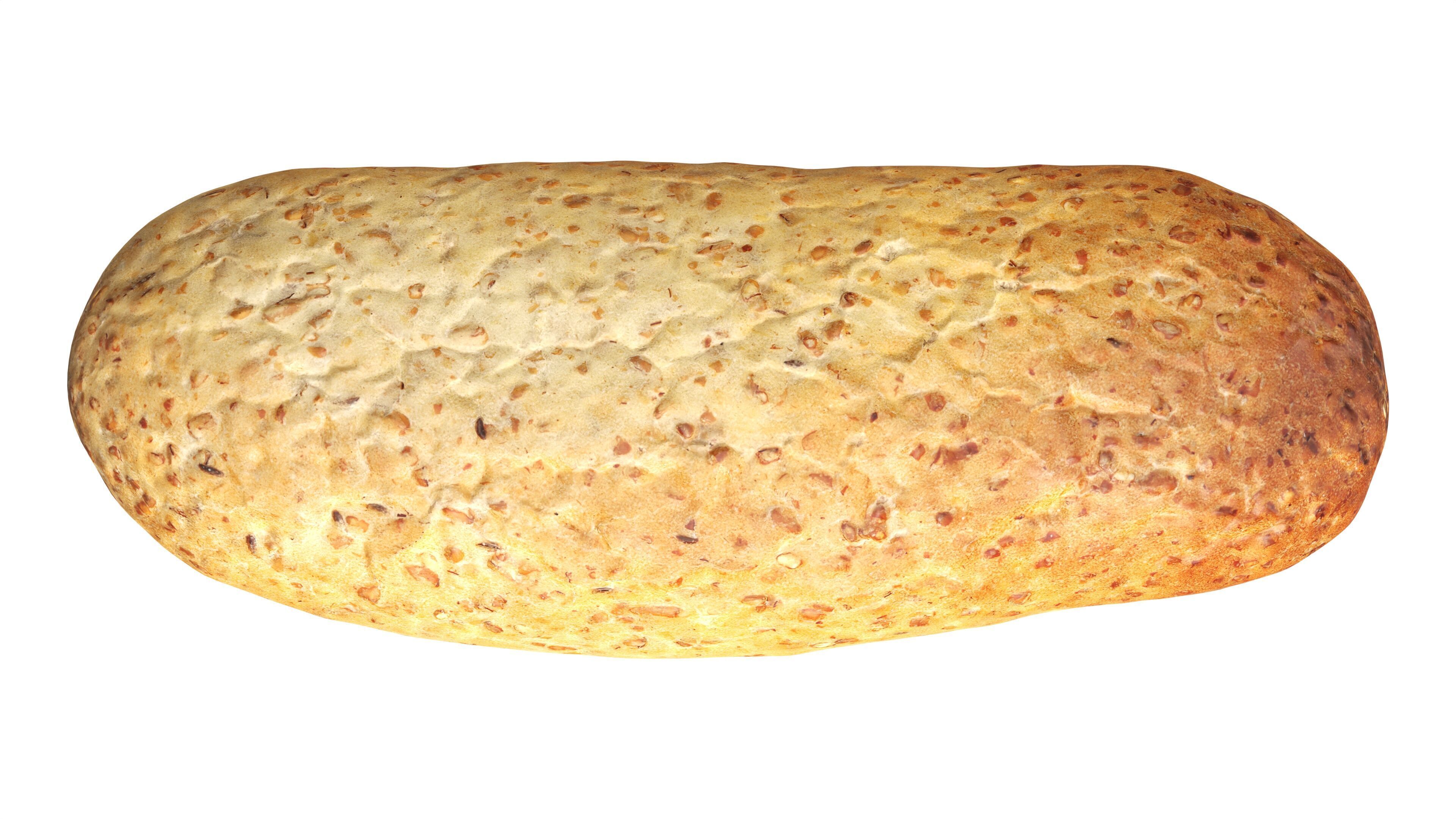 Narrow wheat bread with grains Low-poly 3D model_5