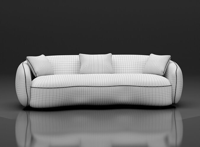 Unique Curved Sofa 3D model 5