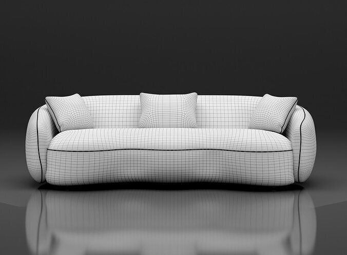 Unique Curved Sofa 3D model 4