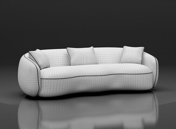 Unique Curved Sofa 3D model 6