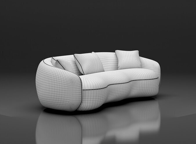 Unique Curved Sofa 3D model 7