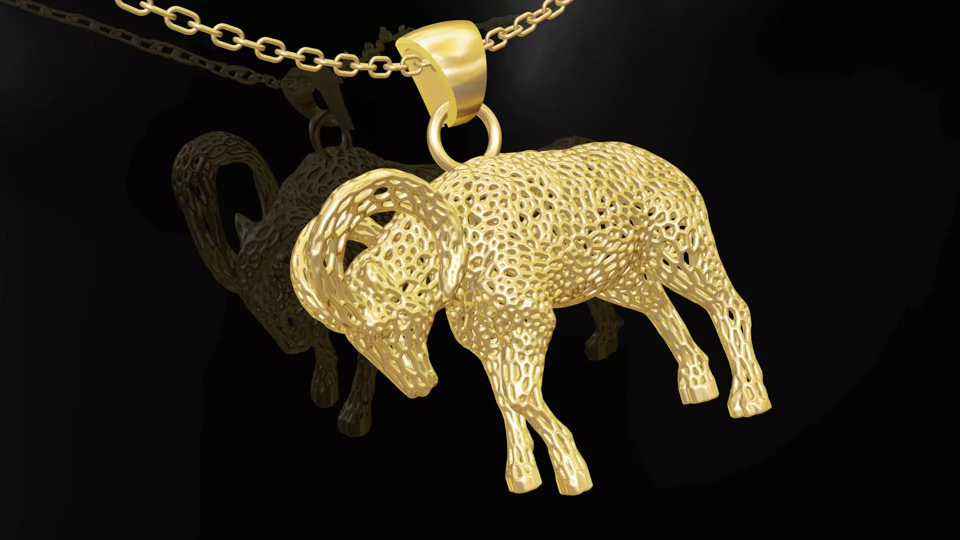 Goat pendant jewelry gold 3D print model