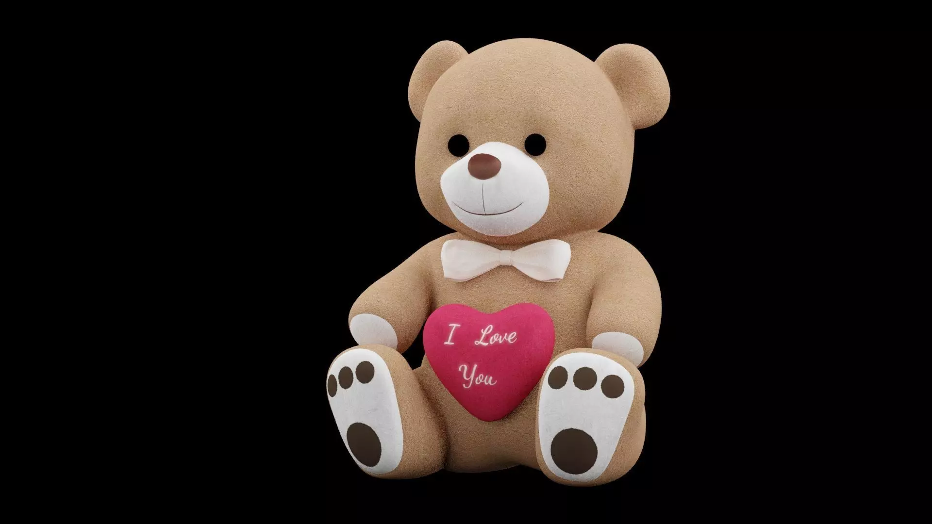 I Love You Teddy Bear Low-poly 3D model_0