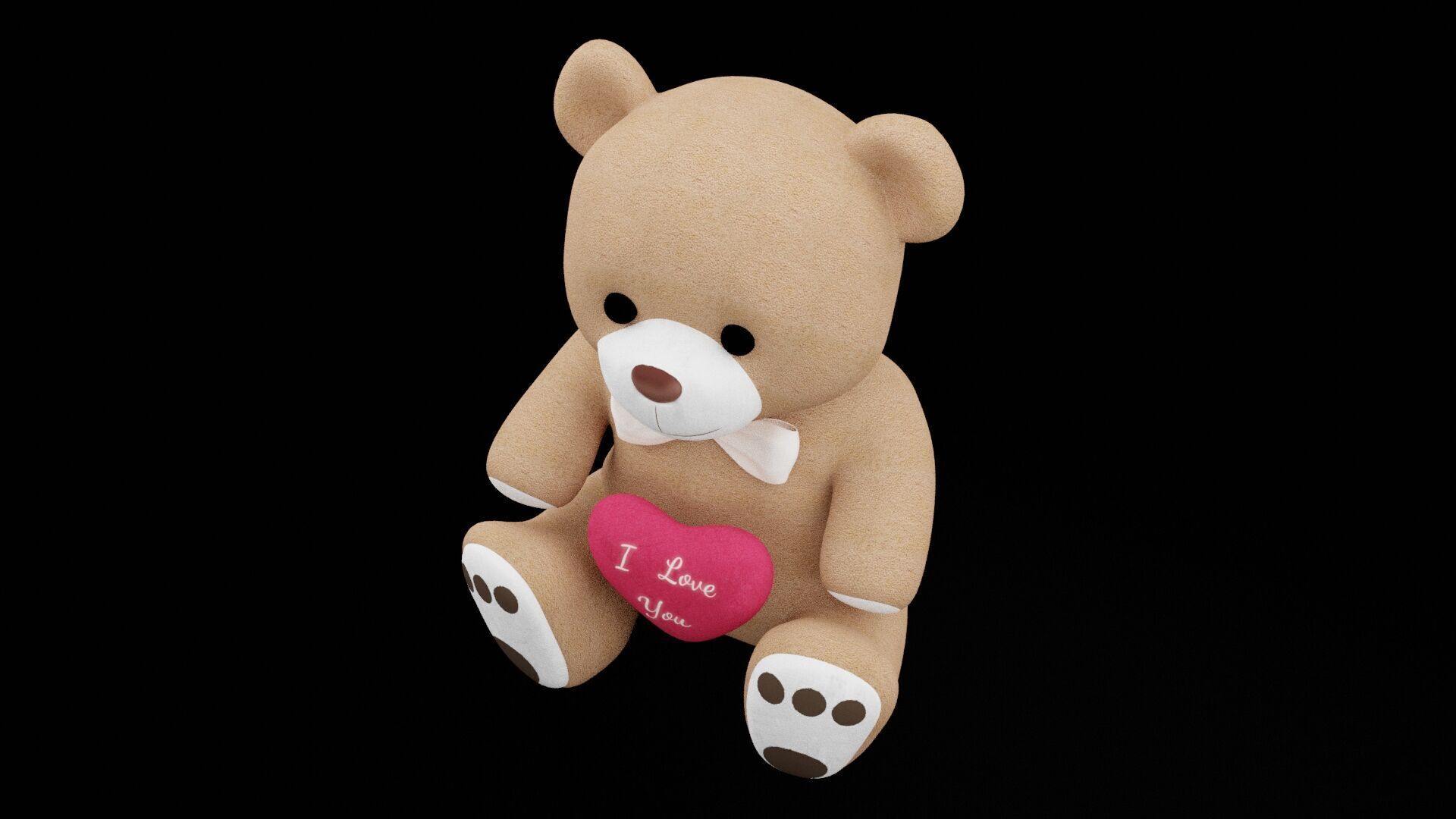 I Love You Teddy Bear Low-poly 3D model_5