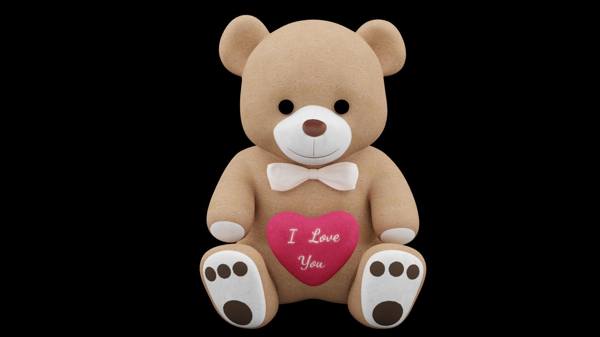 I Love You Teddy Bear Low-poly 3D model_1