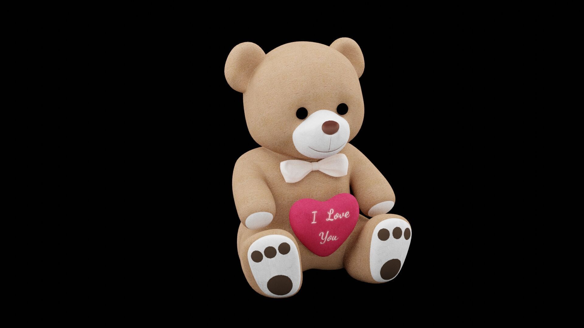 I Love You Teddy Bear Low-poly 3D model_3