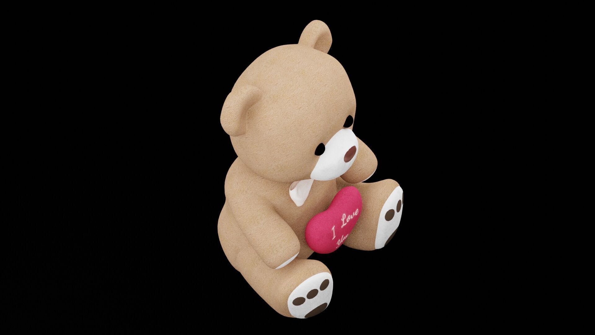 I Love You Teddy Bear Low-poly 3D model_2