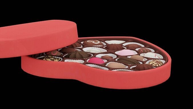Heart Shaped Chocolate Box Low-poly 3D model 5
