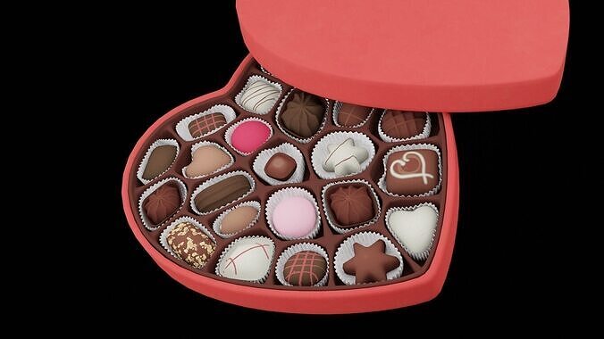 Heart Shaped Chocolate Box Low-poly 3D model 6