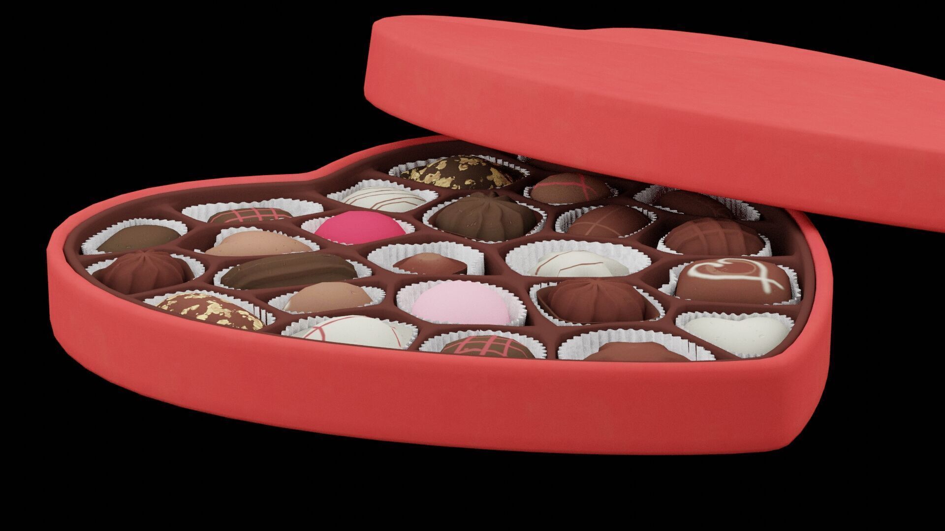 Heart Shaped Chocolate Box Low-poly 3D model_3