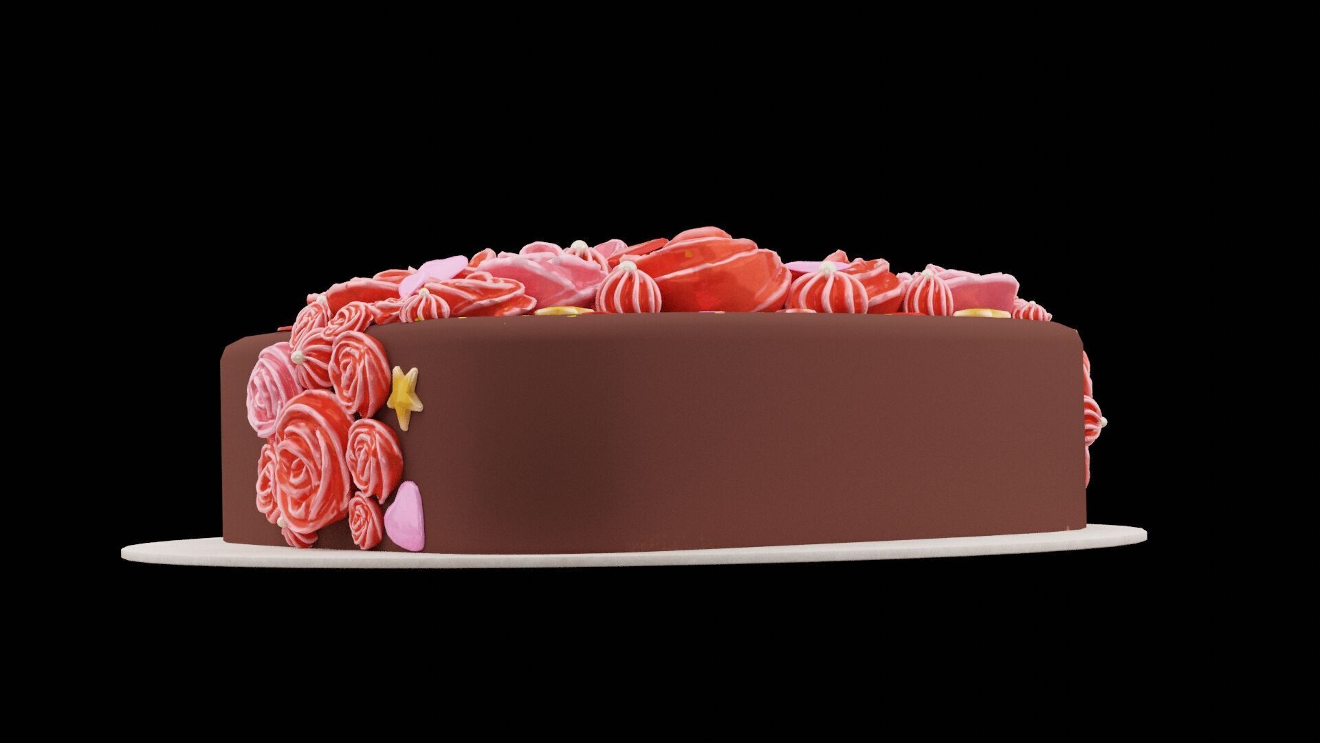 Heart Shaped Chocolate Cake  Low-poly 3D model_2