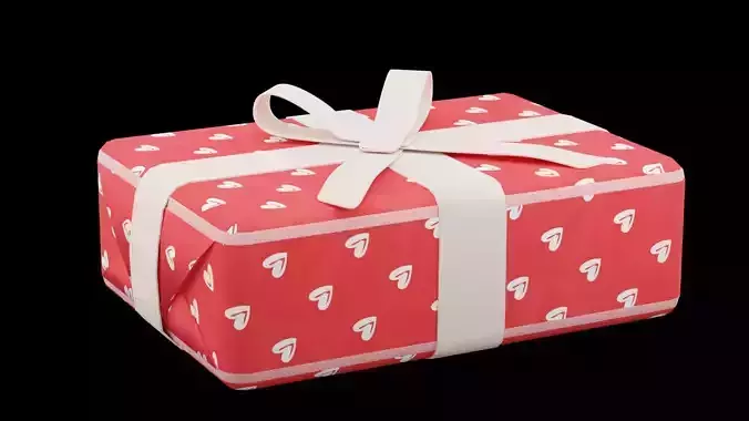 Gift Box With Hearts Wrap