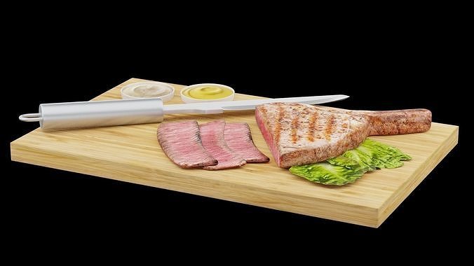 Cutten Rib of Beef Plate Low-poly 3D model