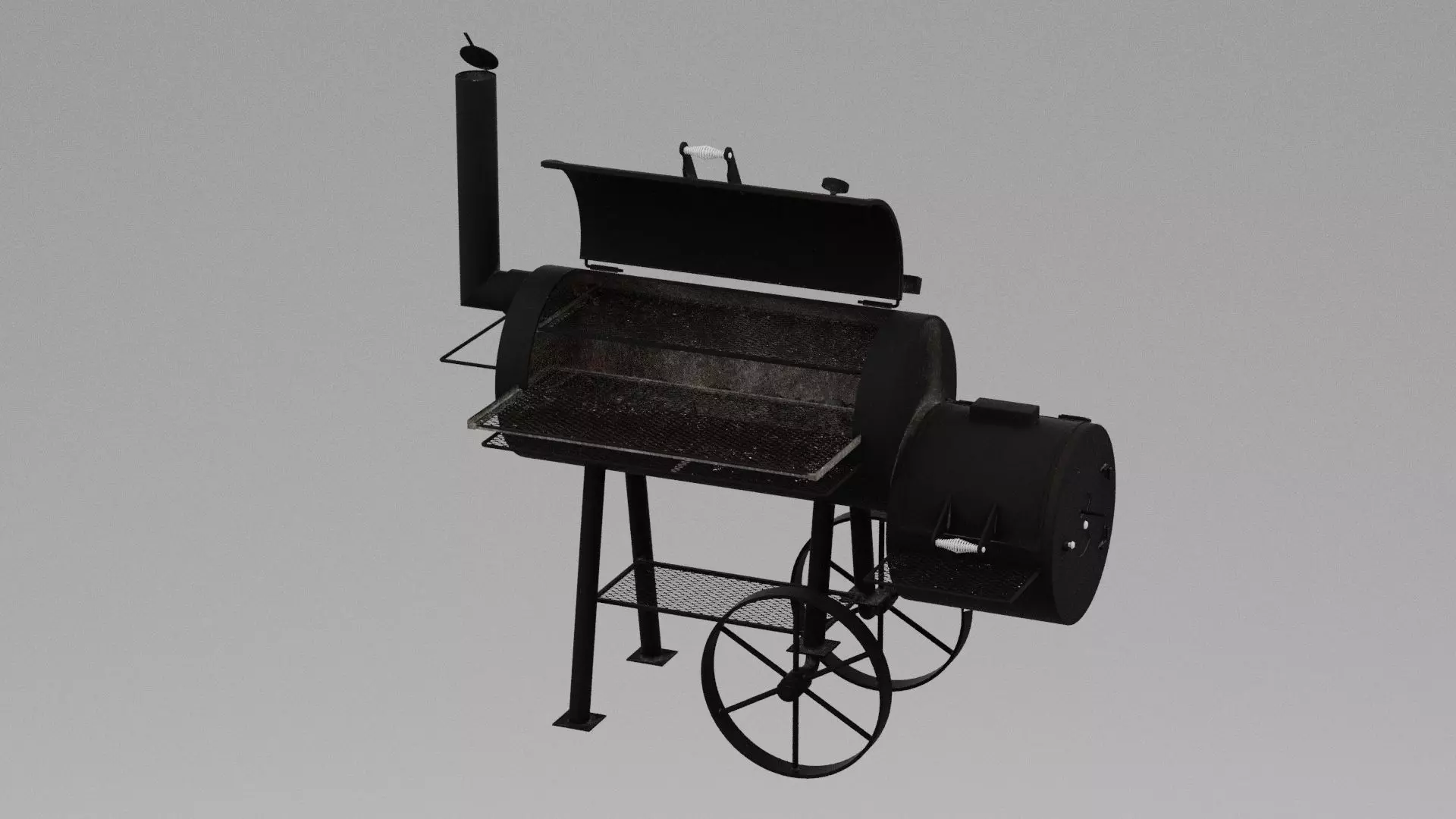 Open Offset Smoker 3D model