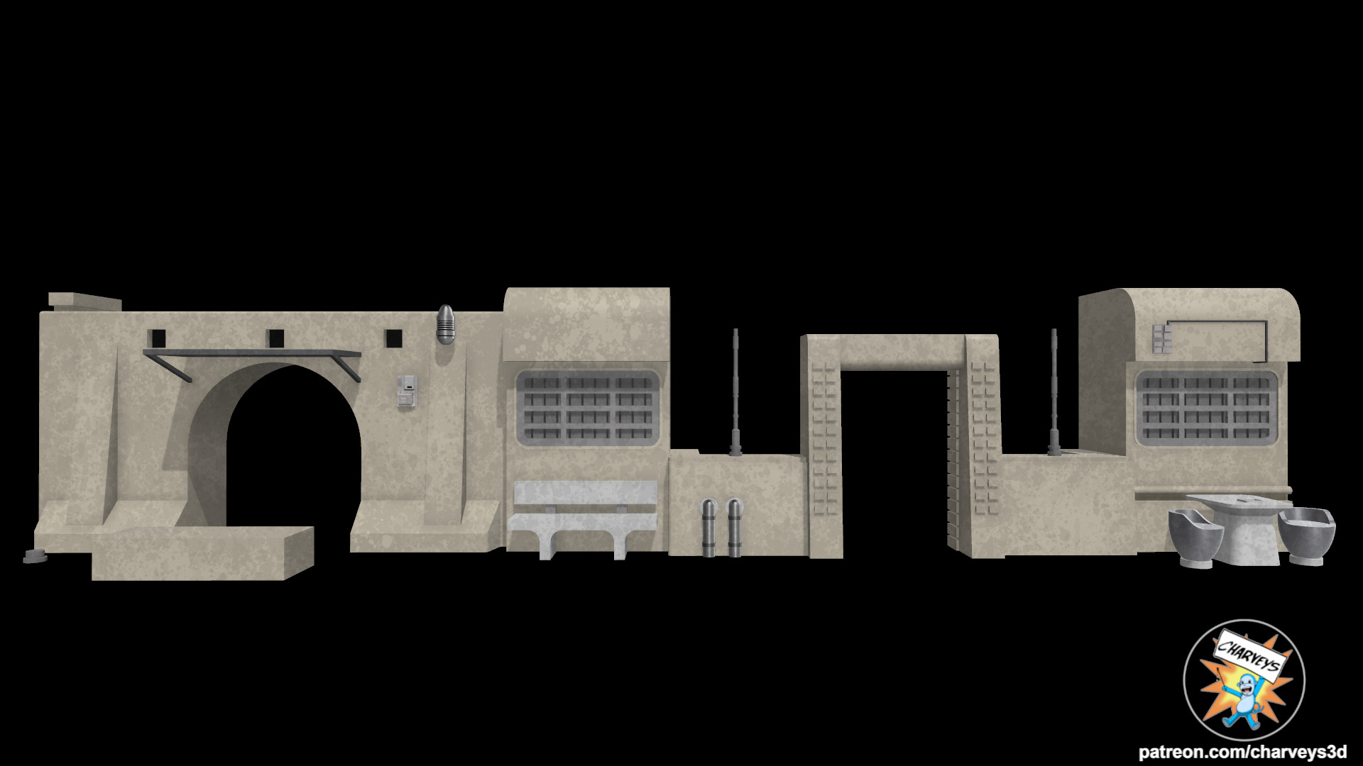 Star Wars Mos Espa Street Shelf Diorama for 4 and 6 inch figures 3D print model_1