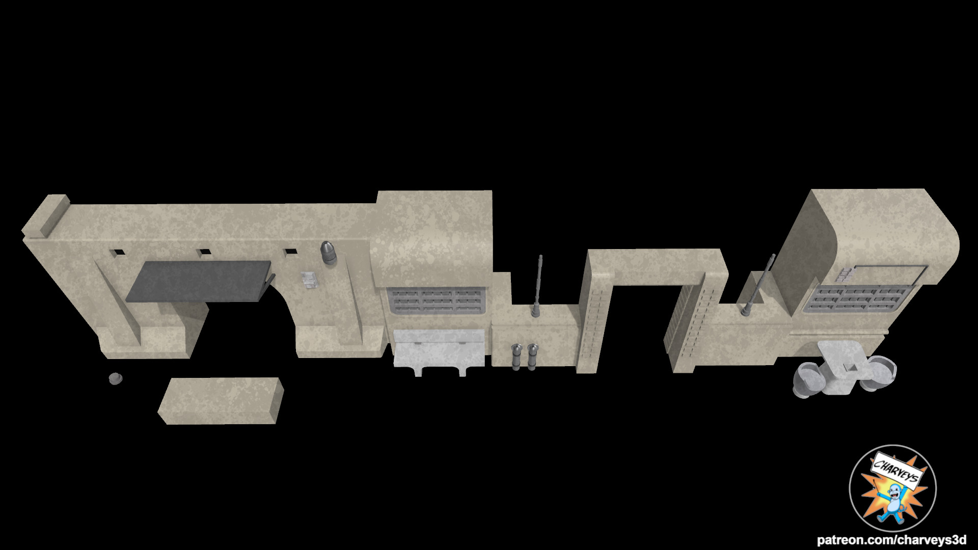 Star Wars Mos Espa Street Shelf Diorama for 4 and 6 inch figures 3D print model_4