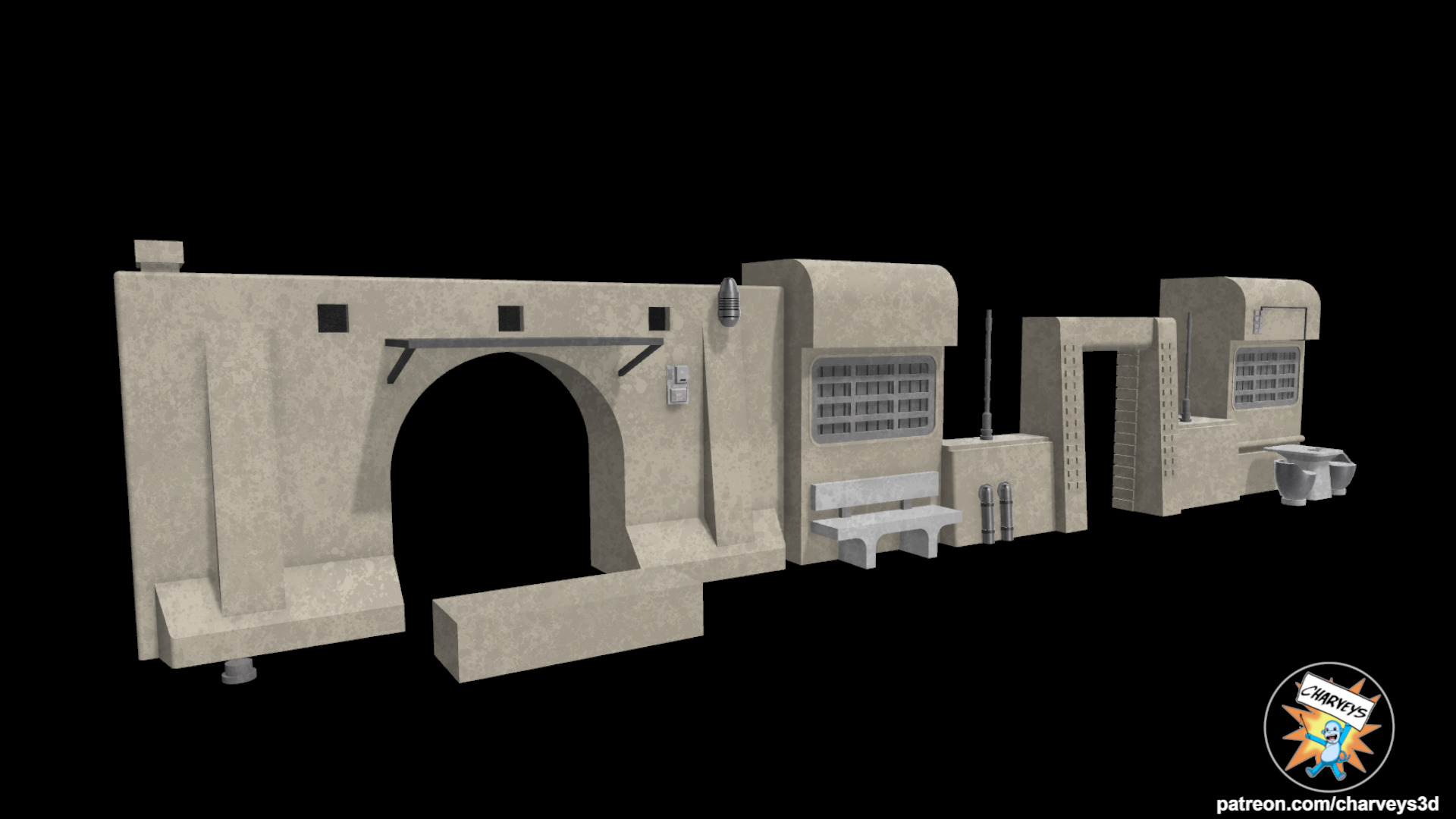 Star Wars Mos Espa Street Shelf Diorama for 4 and 6 inch figures 3D print model_3