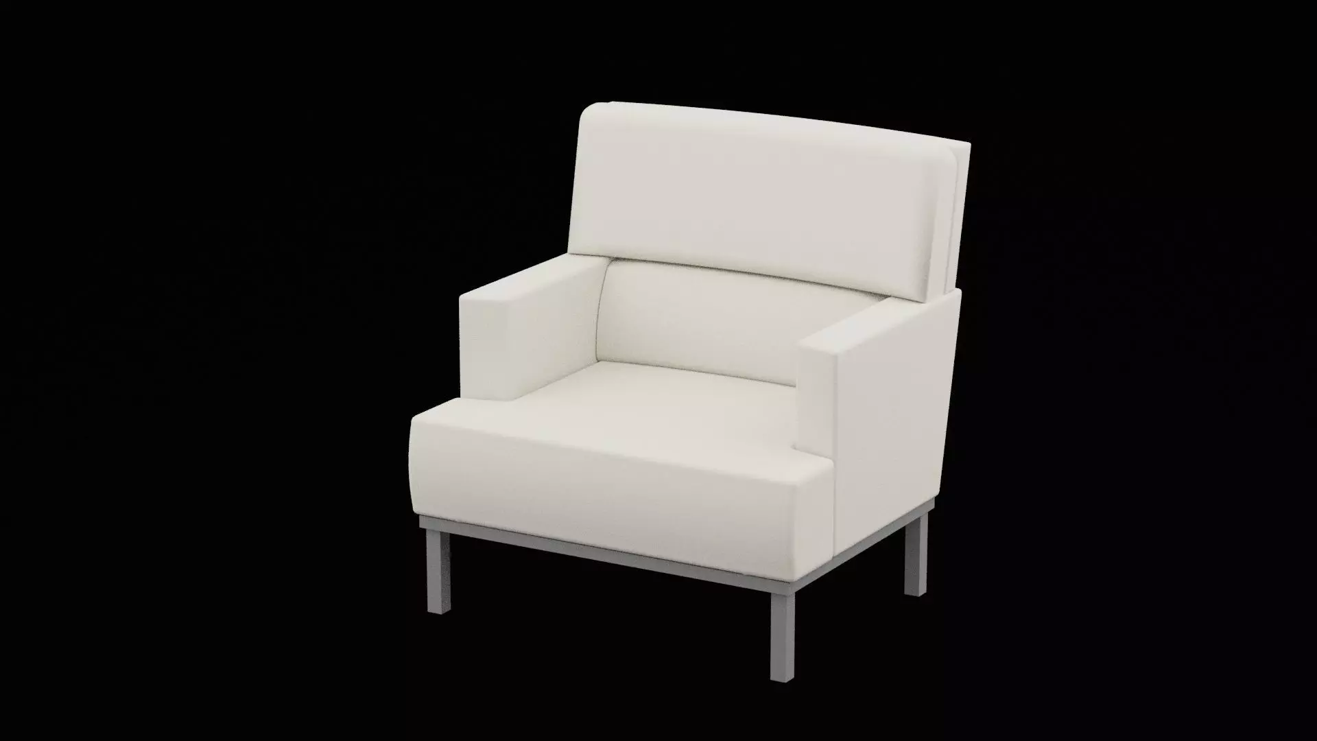 White Sofa Chair Low-poly 3D model_0