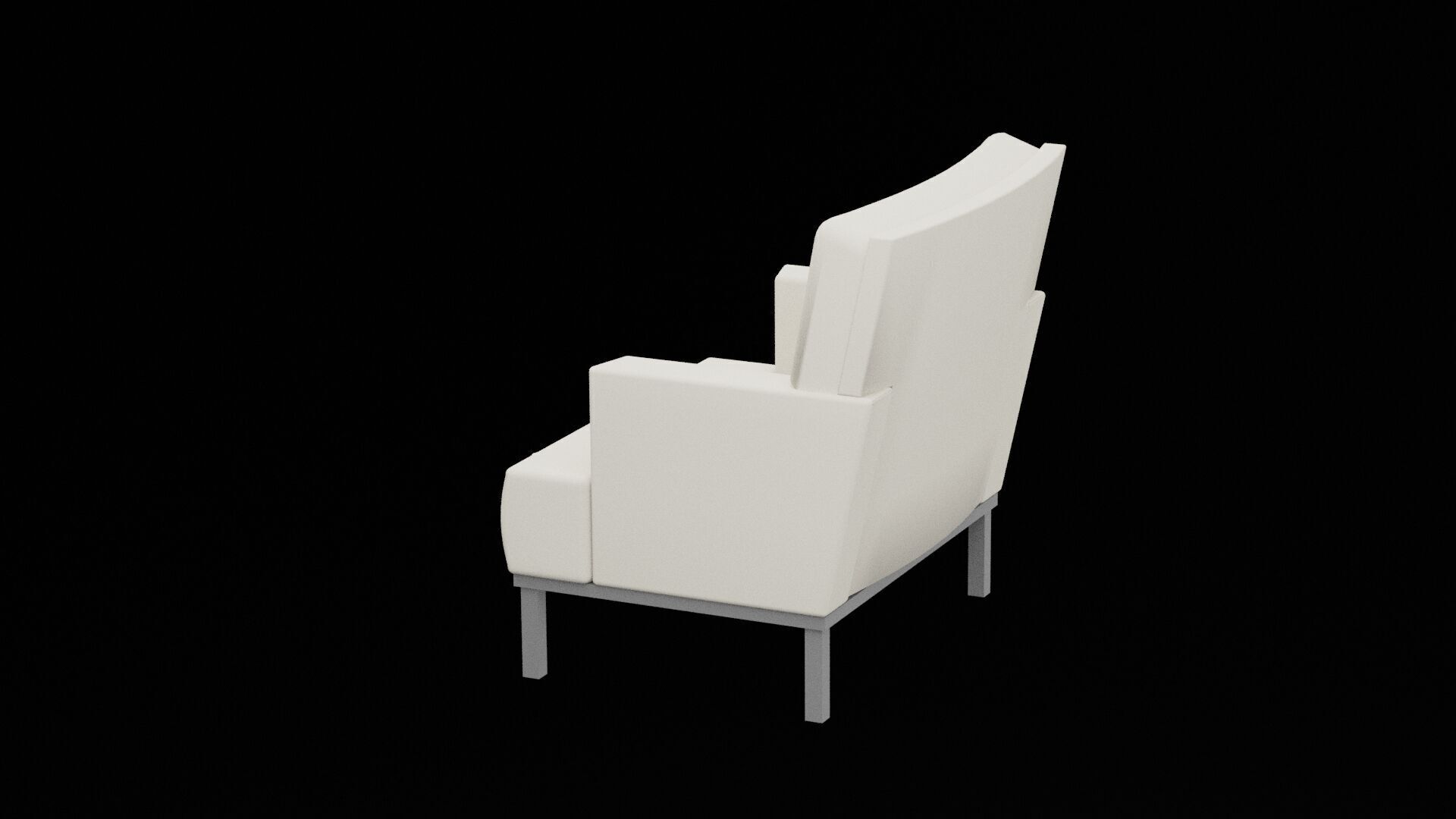 White Sofa Chair Low-poly 3D model_1