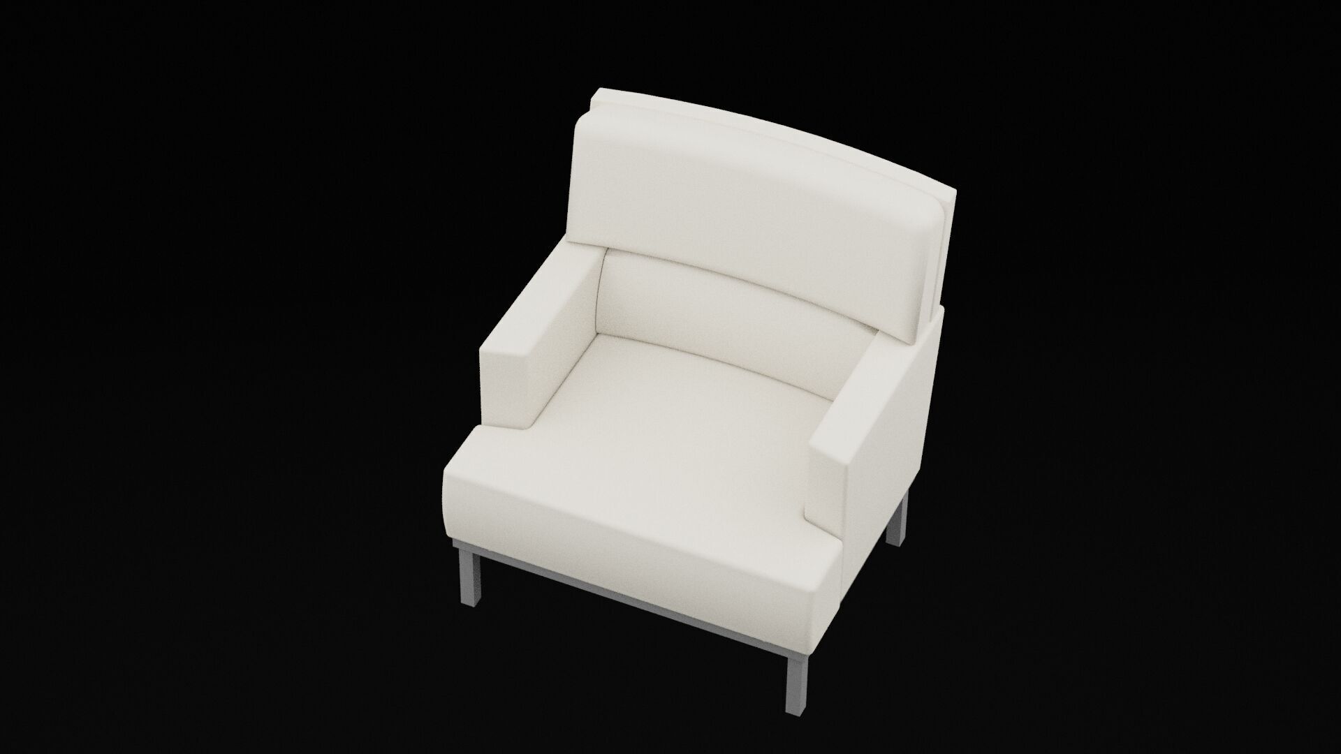 White Sofa Chair Low-poly 3D model_4
