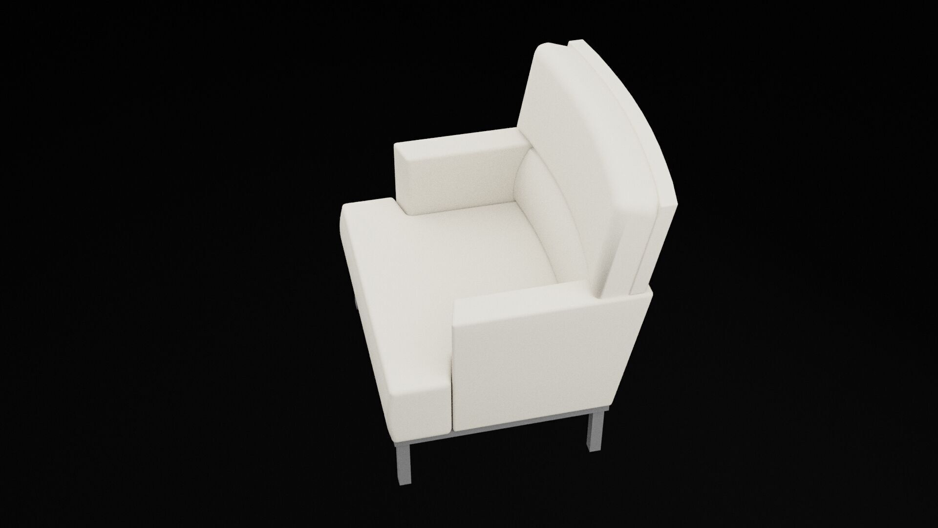 White Sofa Chair Low-poly 3D model_6