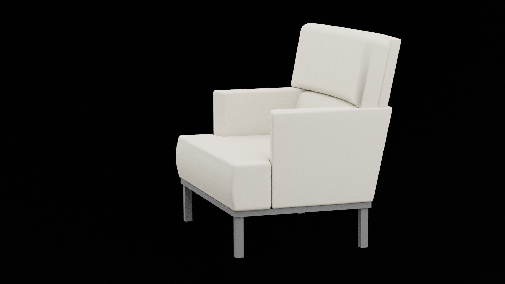White Sofa Chair Low-poly 3D model_2