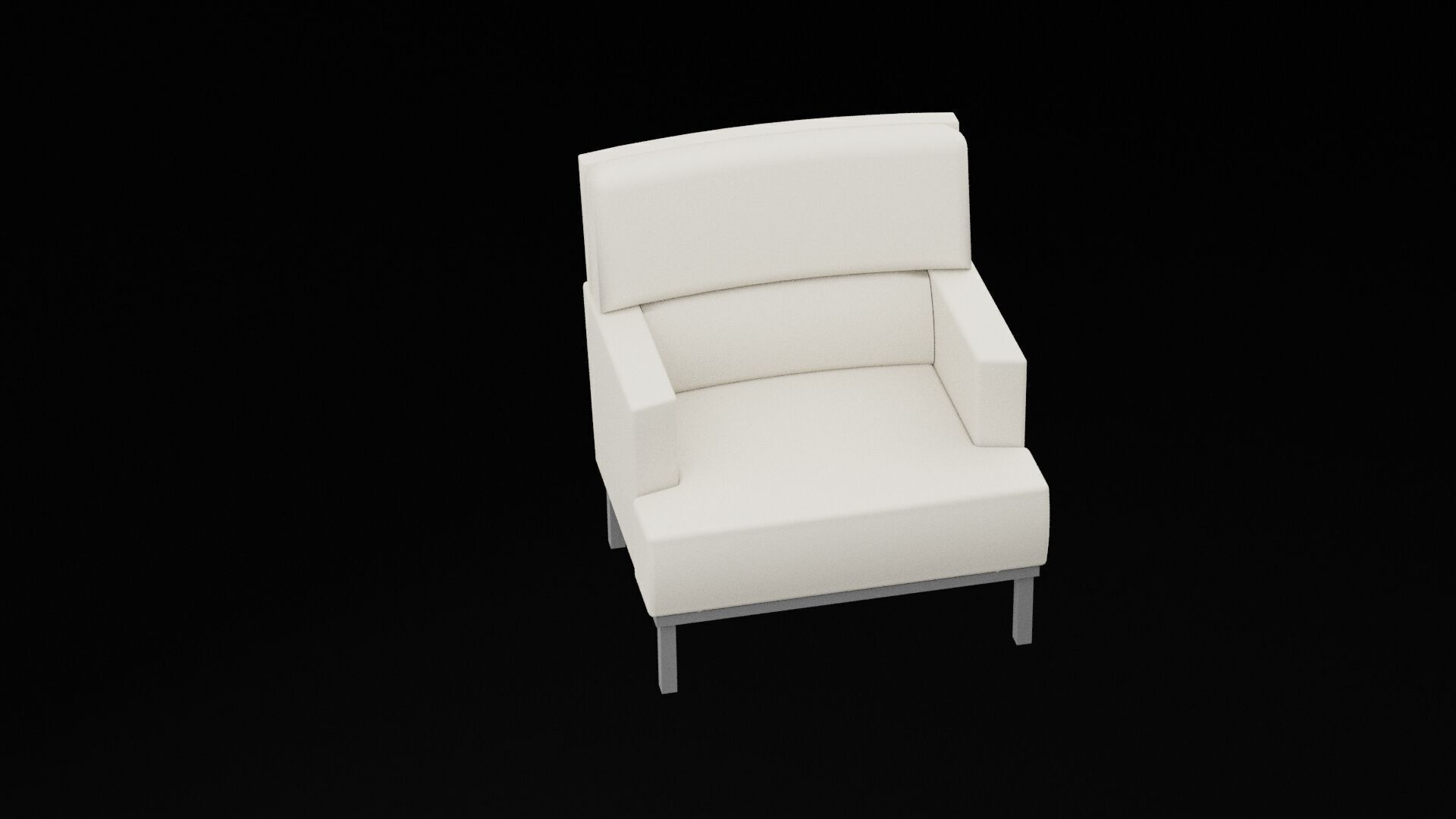 White Sofa Chair Low-poly 3D model_3