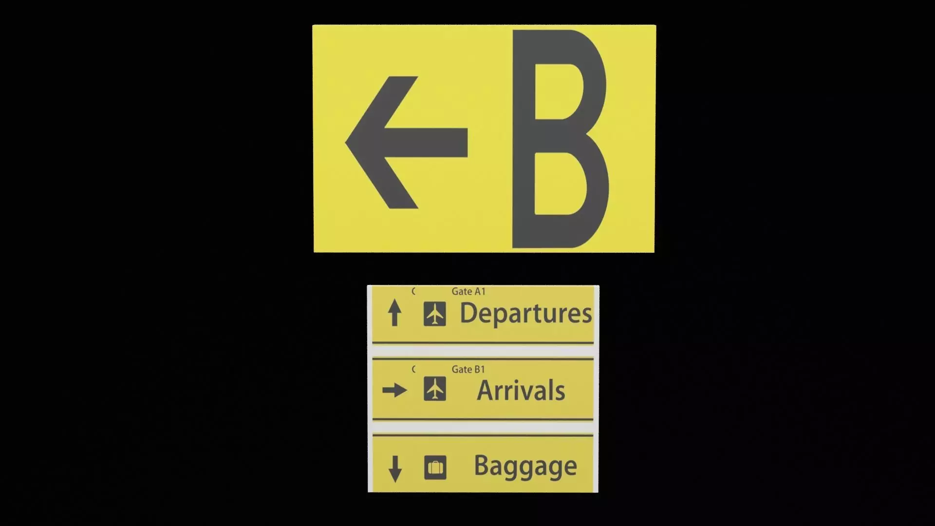 Airport Sign Low-poly 3D model_0