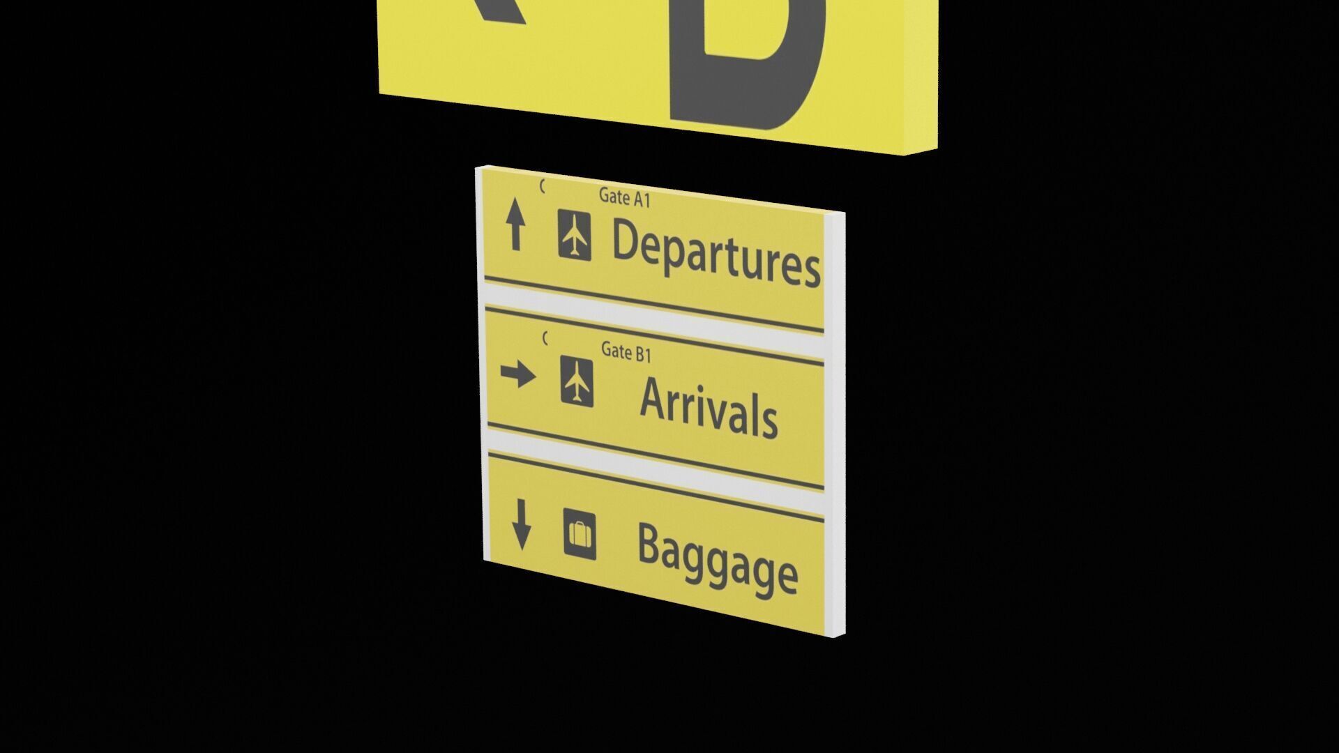 Airport Sign Low-poly 3D model_2