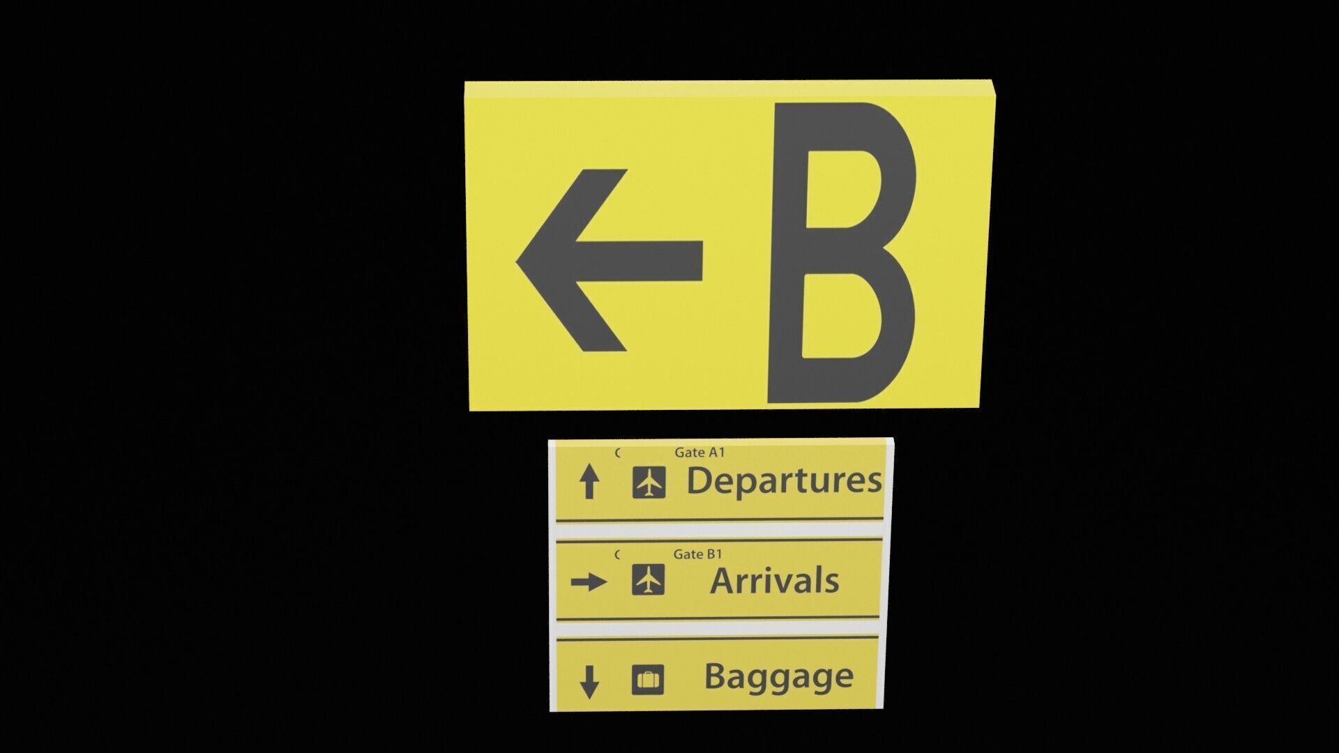 Airport Sign Low-poly 3D model_4