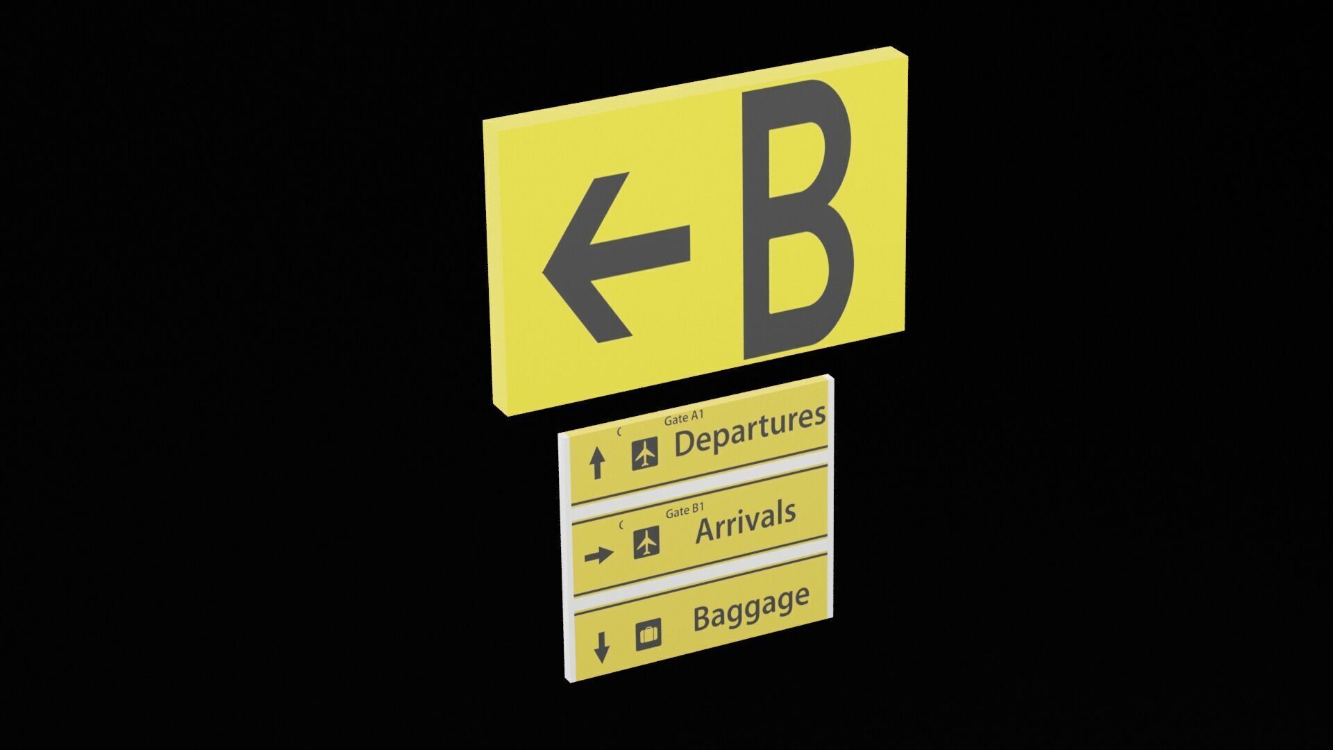 Airport Sign Low-poly 3D model_3