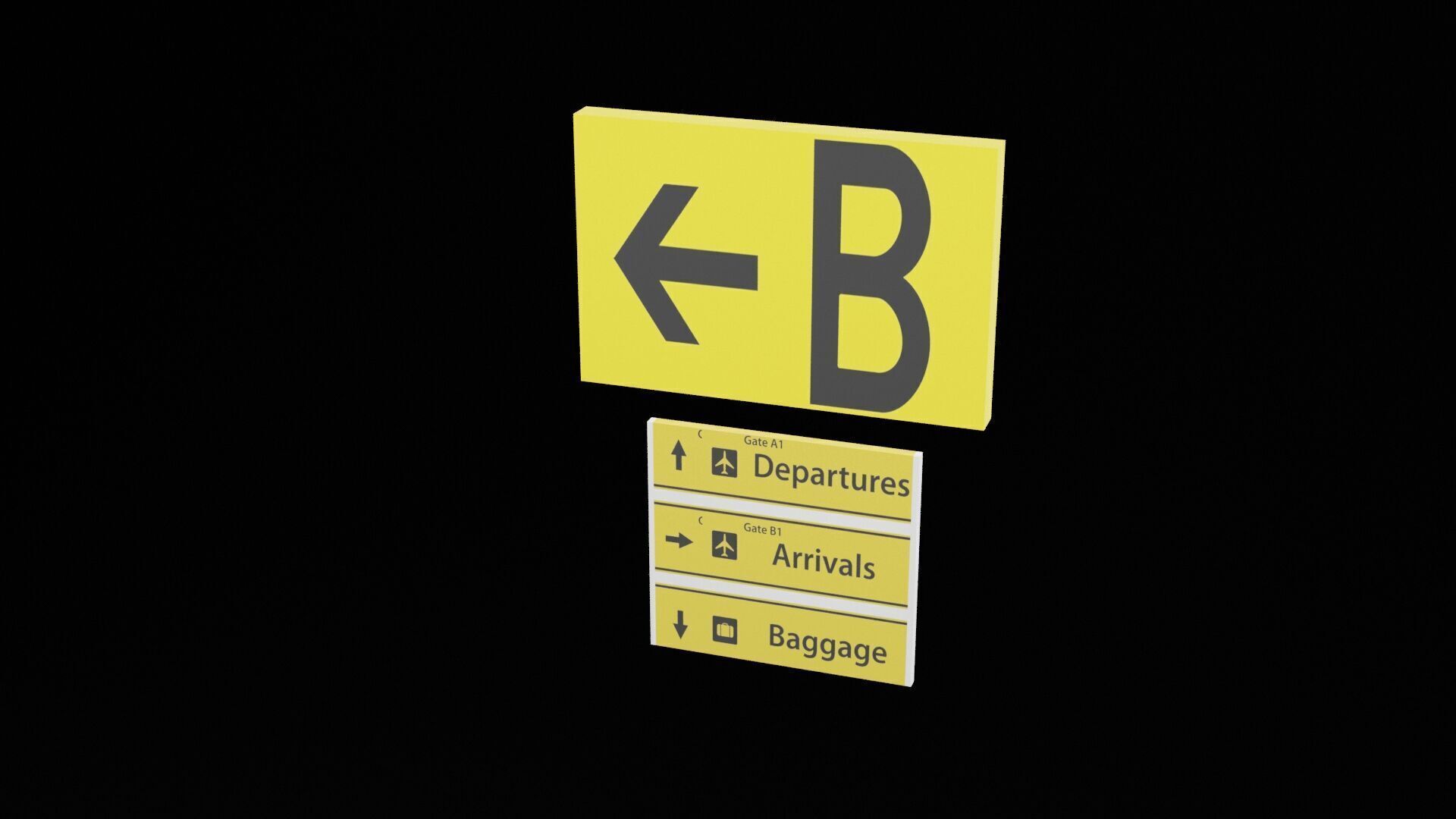 Airport Sign Low-poly 3D model_6
