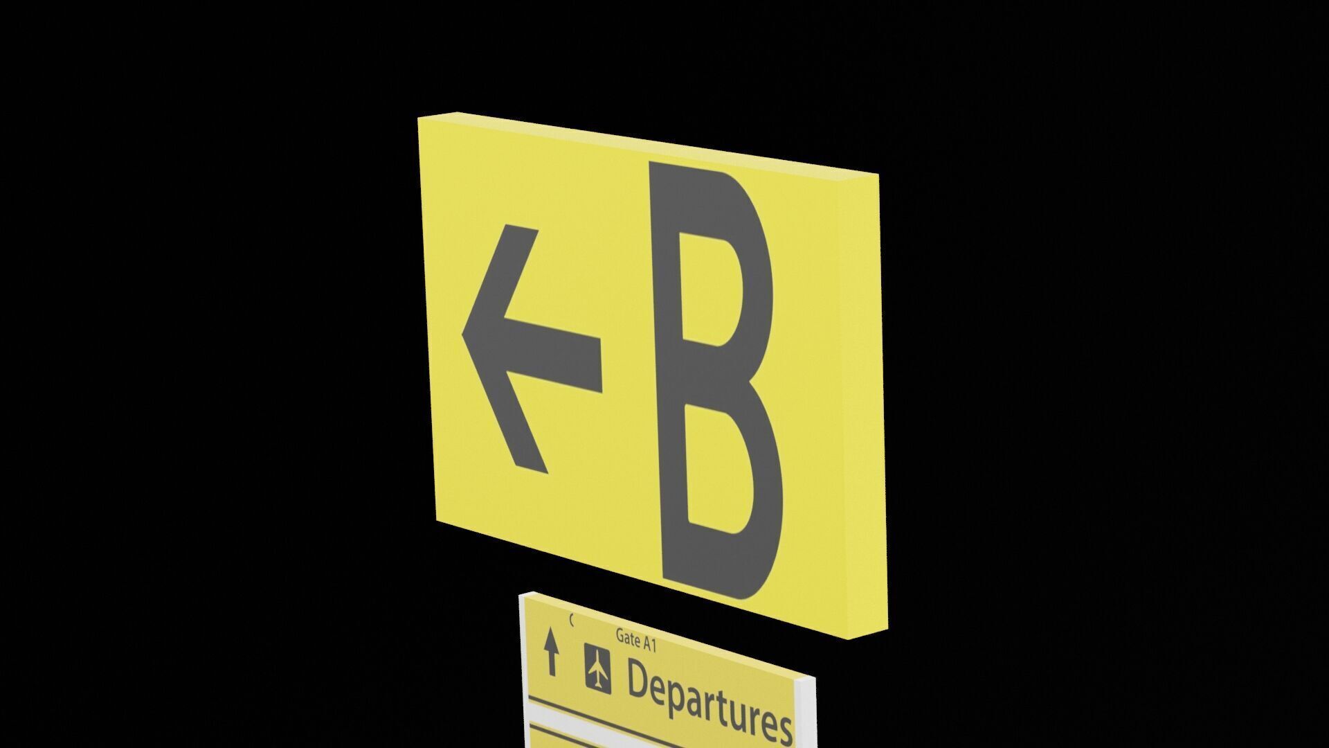 Airport Sign Low-poly 3D model_1